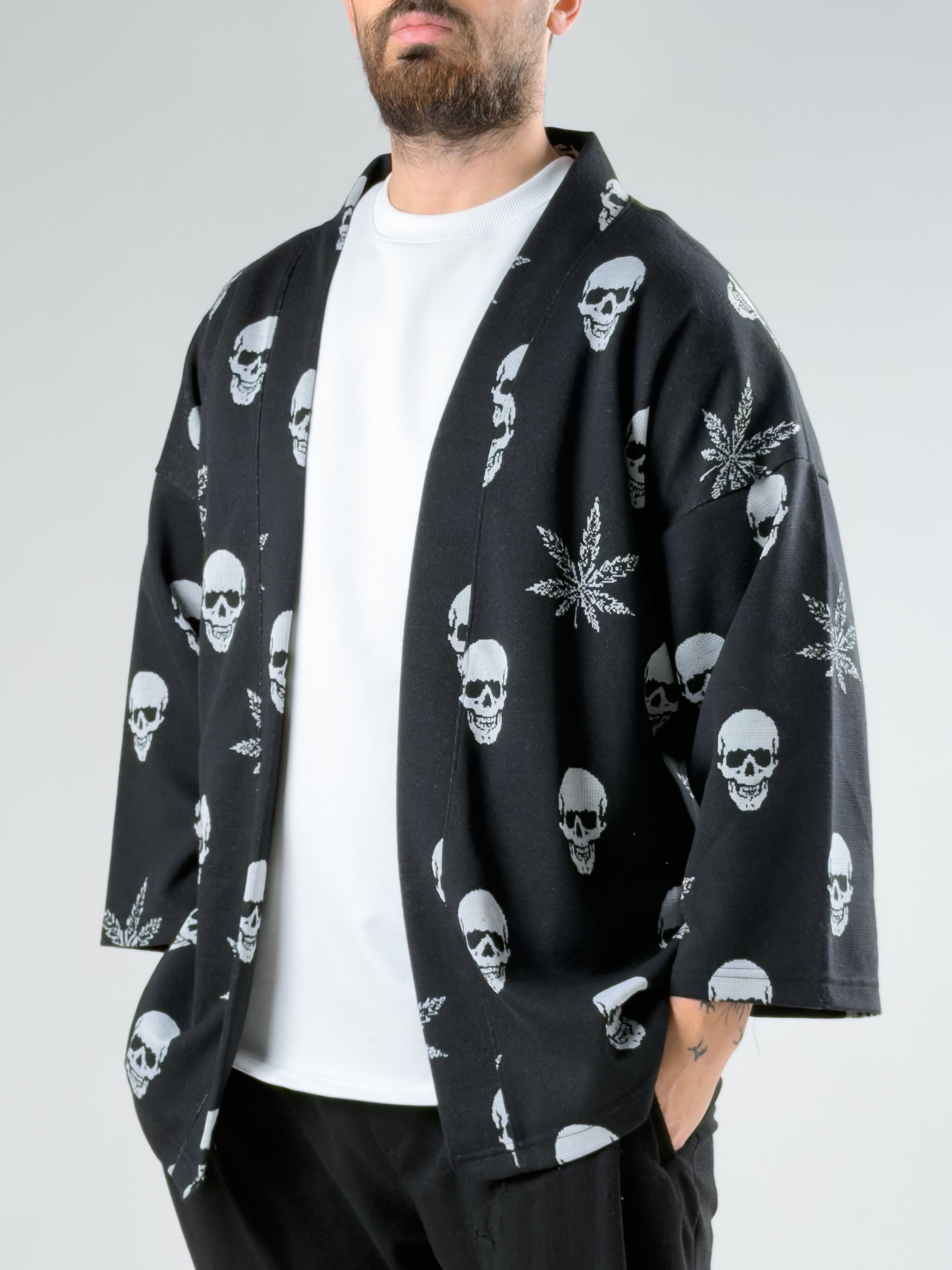 Kurukafa Yaprak Desenli Erkek Kimono COCK0054