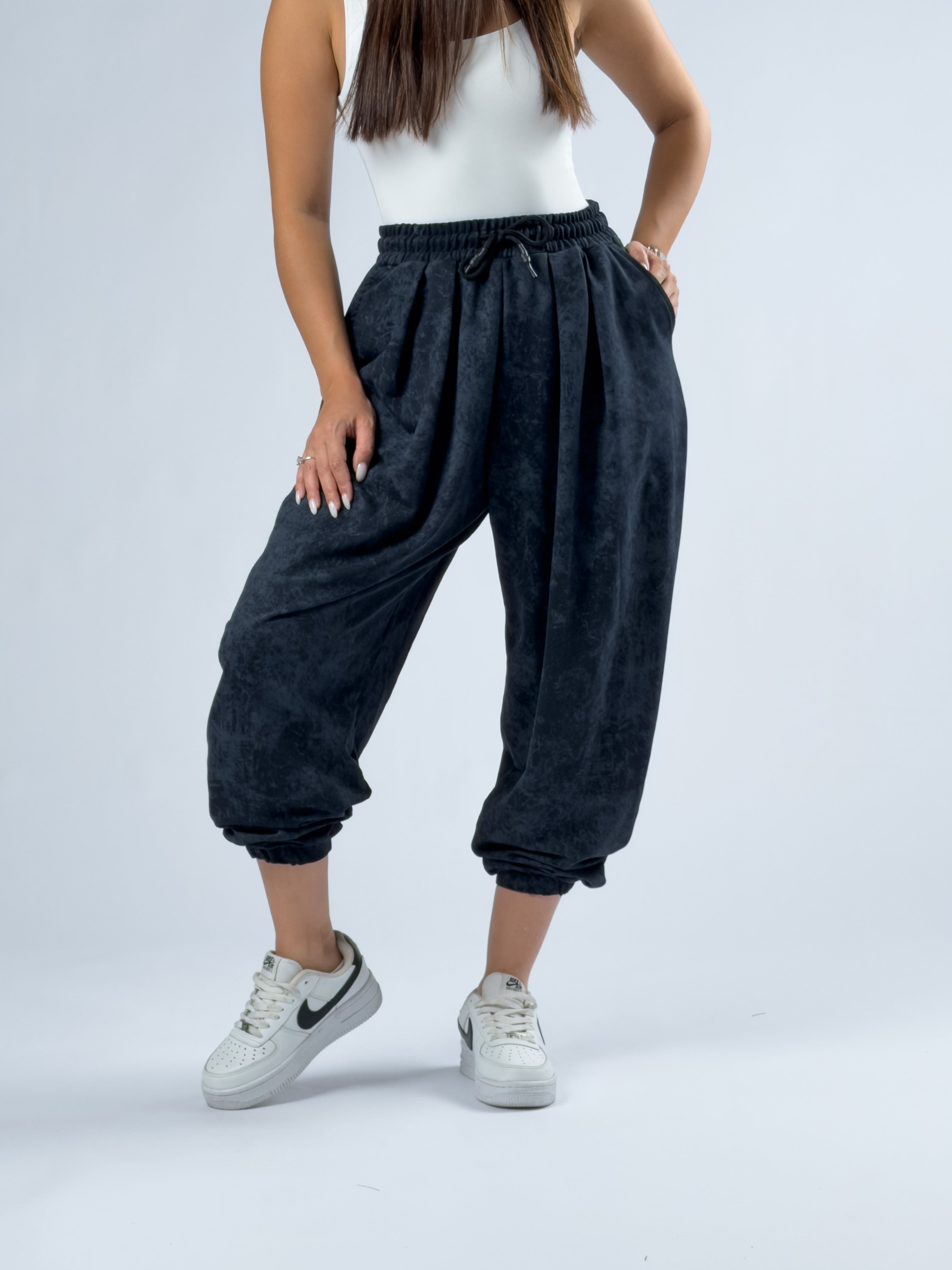 Lacivert Baskılı Kadın Jogger Pantolon COC3345