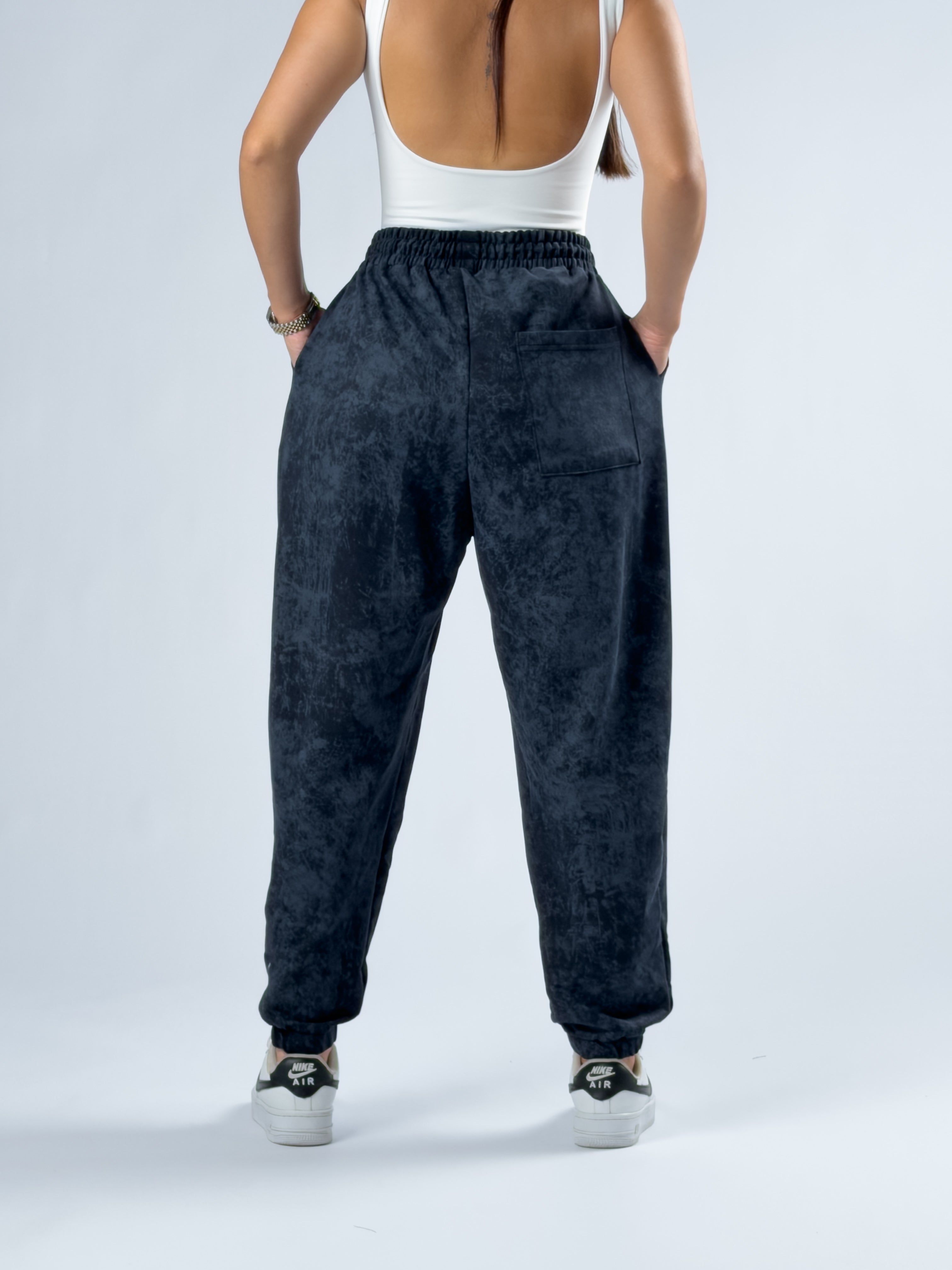 Lacivert Baskılı Kadın Jogger Pantolon COC3345