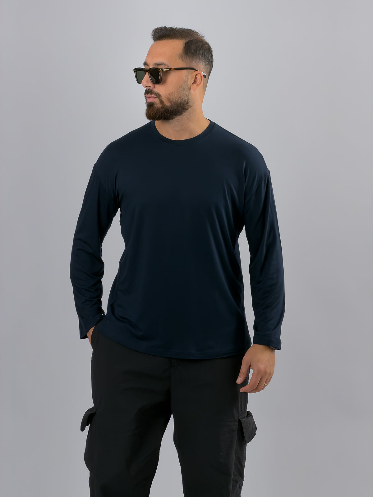 Lacivert Bisiklet Yaka Basic Erkek Sweatshirt COC3546
