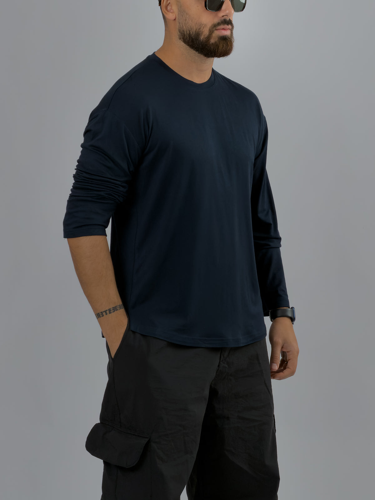 Lacivert Bisiklet Yaka Basic Erkek Sweatshirt COC3546