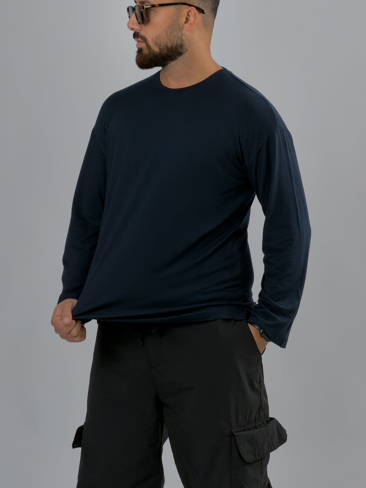 Lacivert Bisiklet Yaka Basic Erkek Sweatshirt COC3546