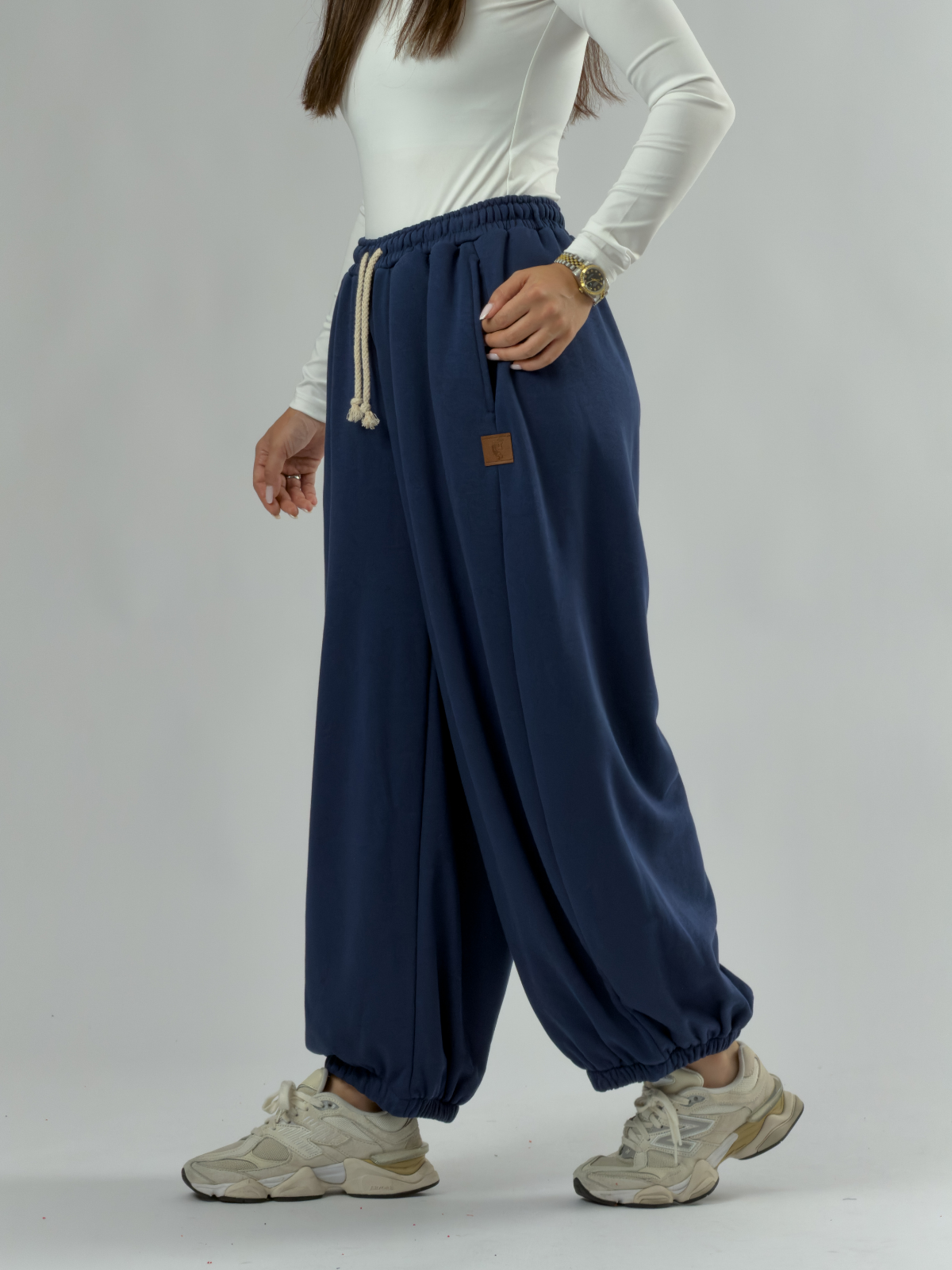 Lacivert Oversize Kadın Baggy Pantolon COC3429