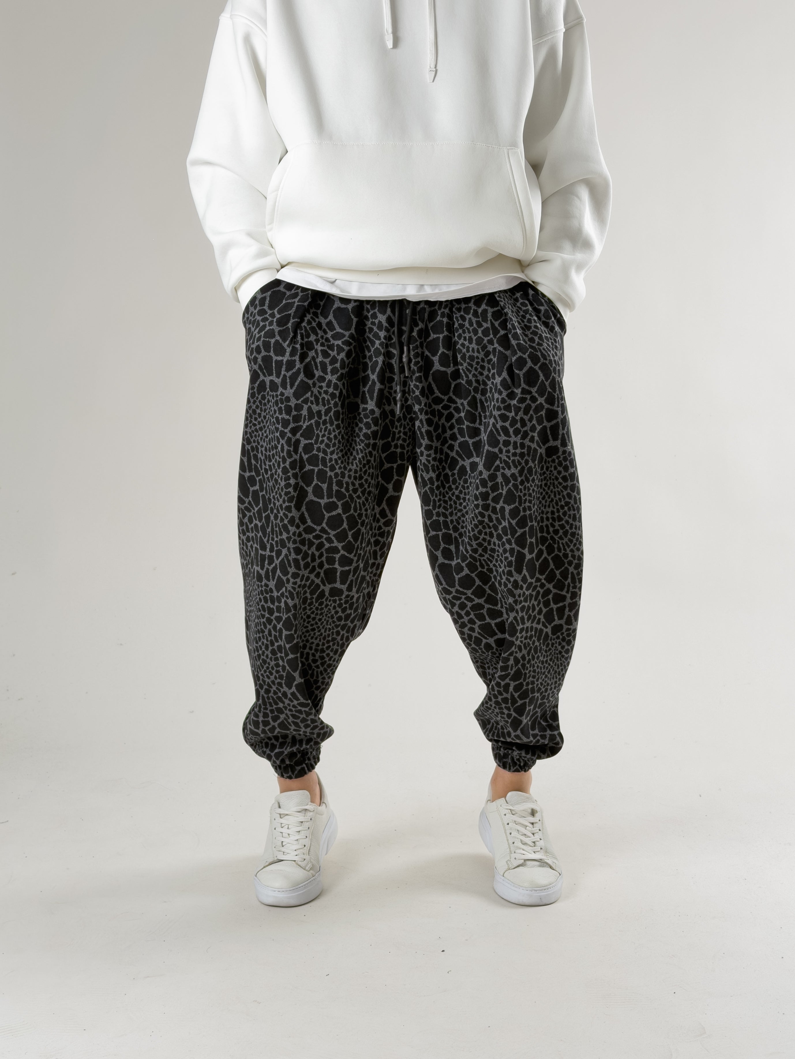 Leopar Desenli Pileli Erkek Jogger Pantolon COC2671