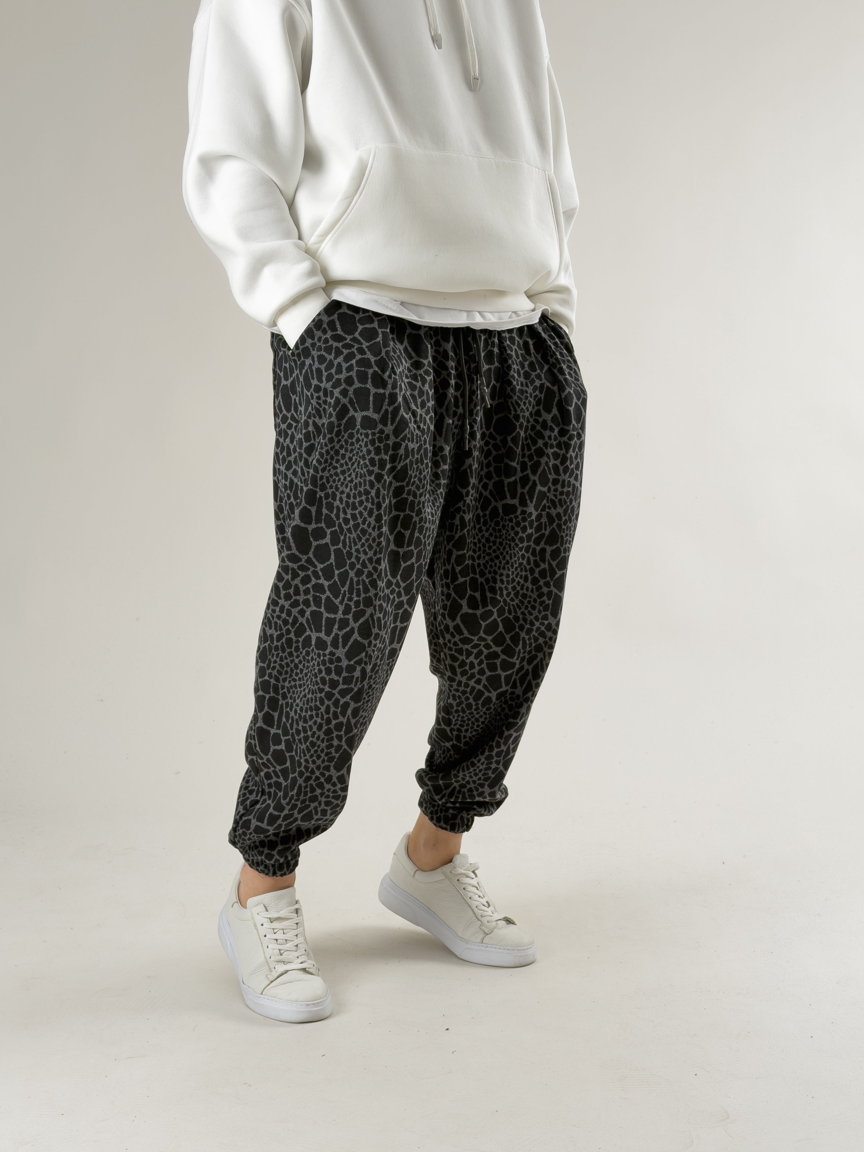 Leopar Desenli Pileli Erkek Jogger Pantolon COC2671