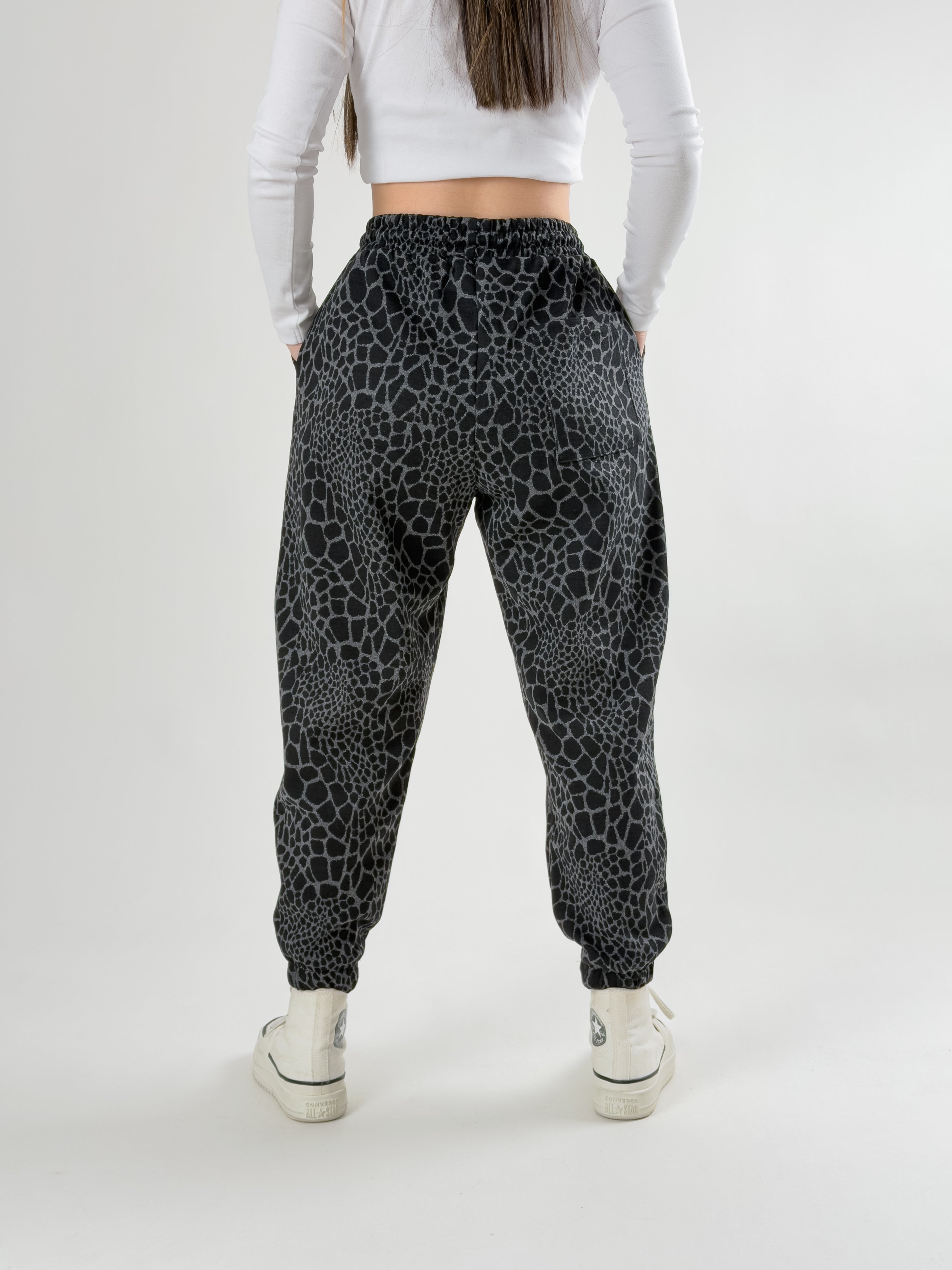Leopar Desenli Pileli Jogger Pantolon COC2689