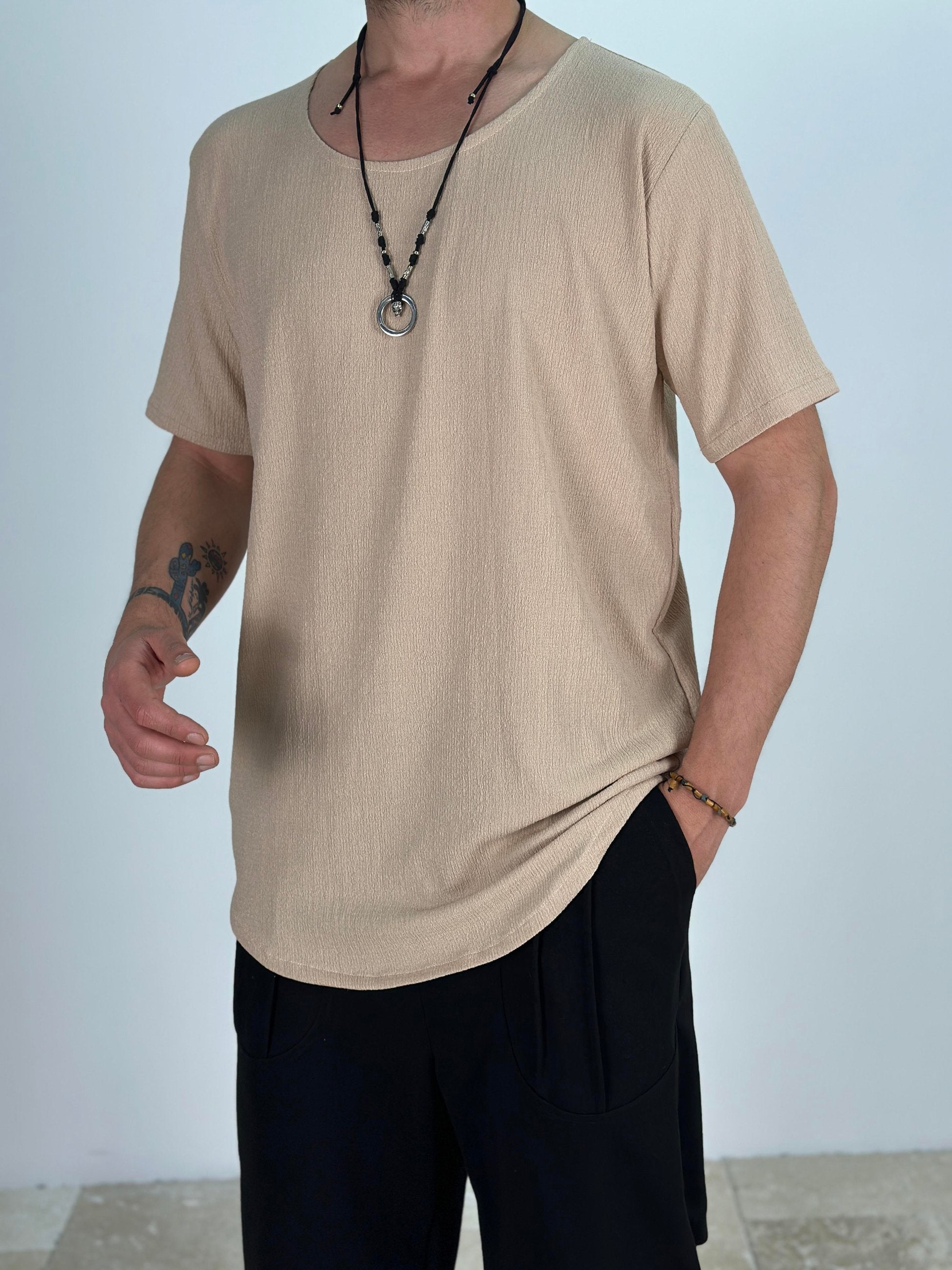 Lycralı Bej T-Shirt COC2029