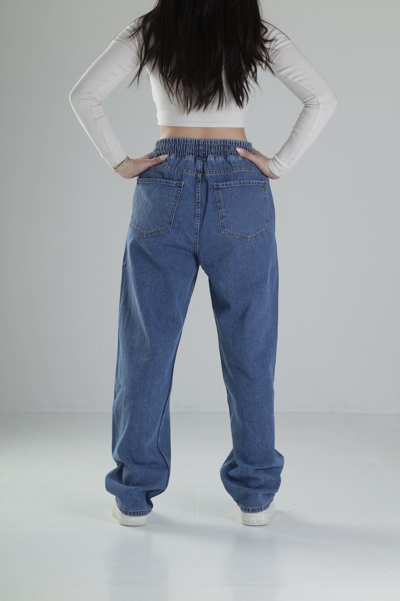 Kadın Koyu Mavi Baggy Kot Pantolon COC2038