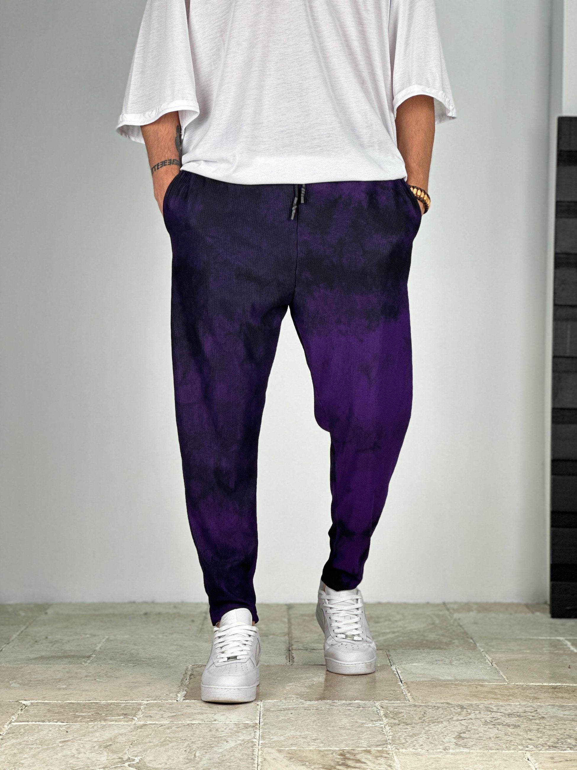Mor Fitilli Kumaş Batik Pantolon COC2049