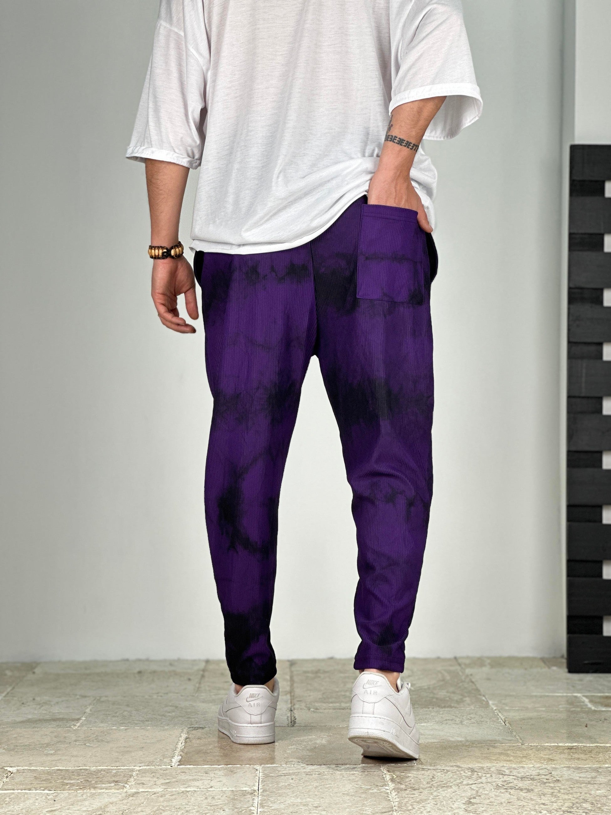 Mor Fitilli Kumaş Batik Pantolon COC2049