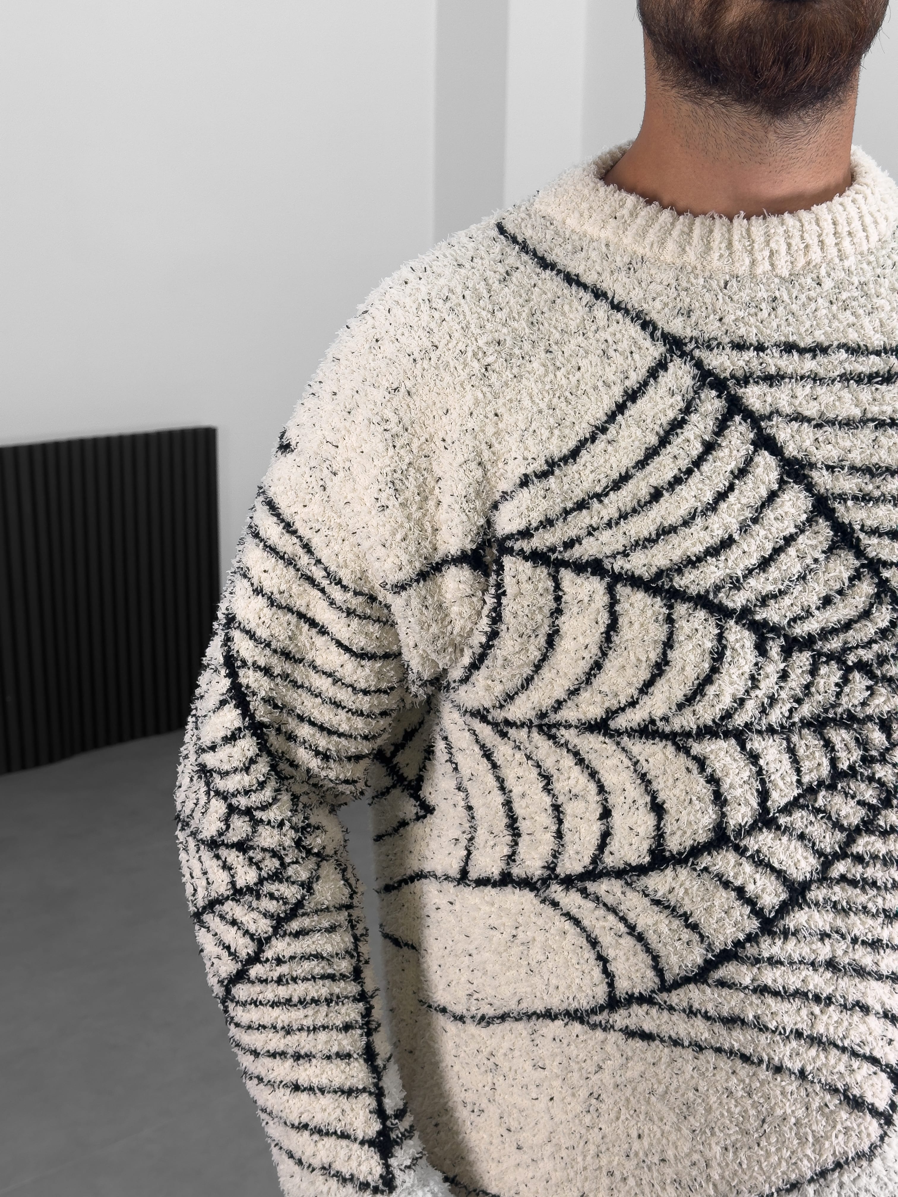Örümcek Ağı Detaylı Erkek Peluş Sweatshirt COC1005
