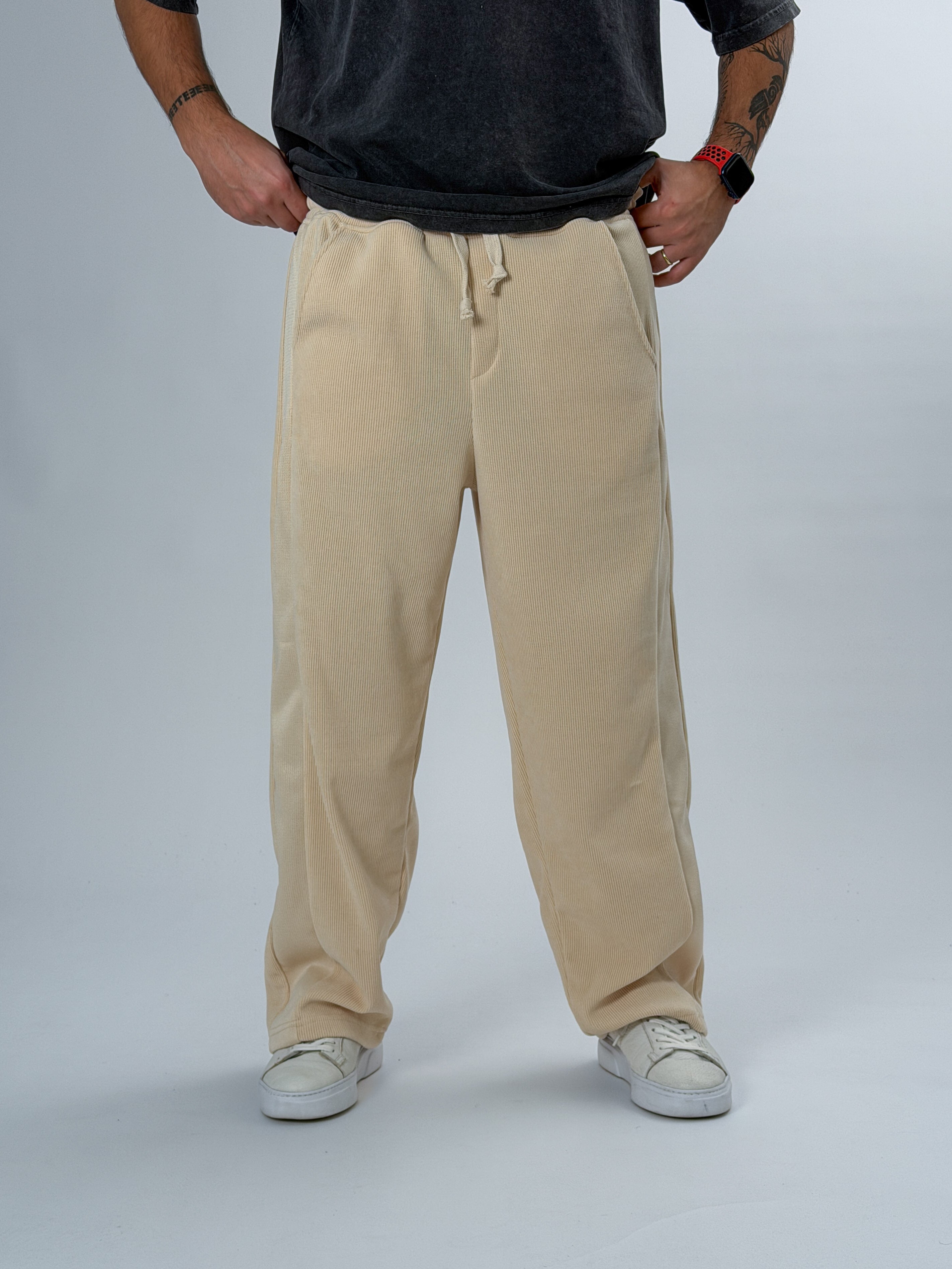 Oversize Bej Erkek Baggy Pantolon COC2546