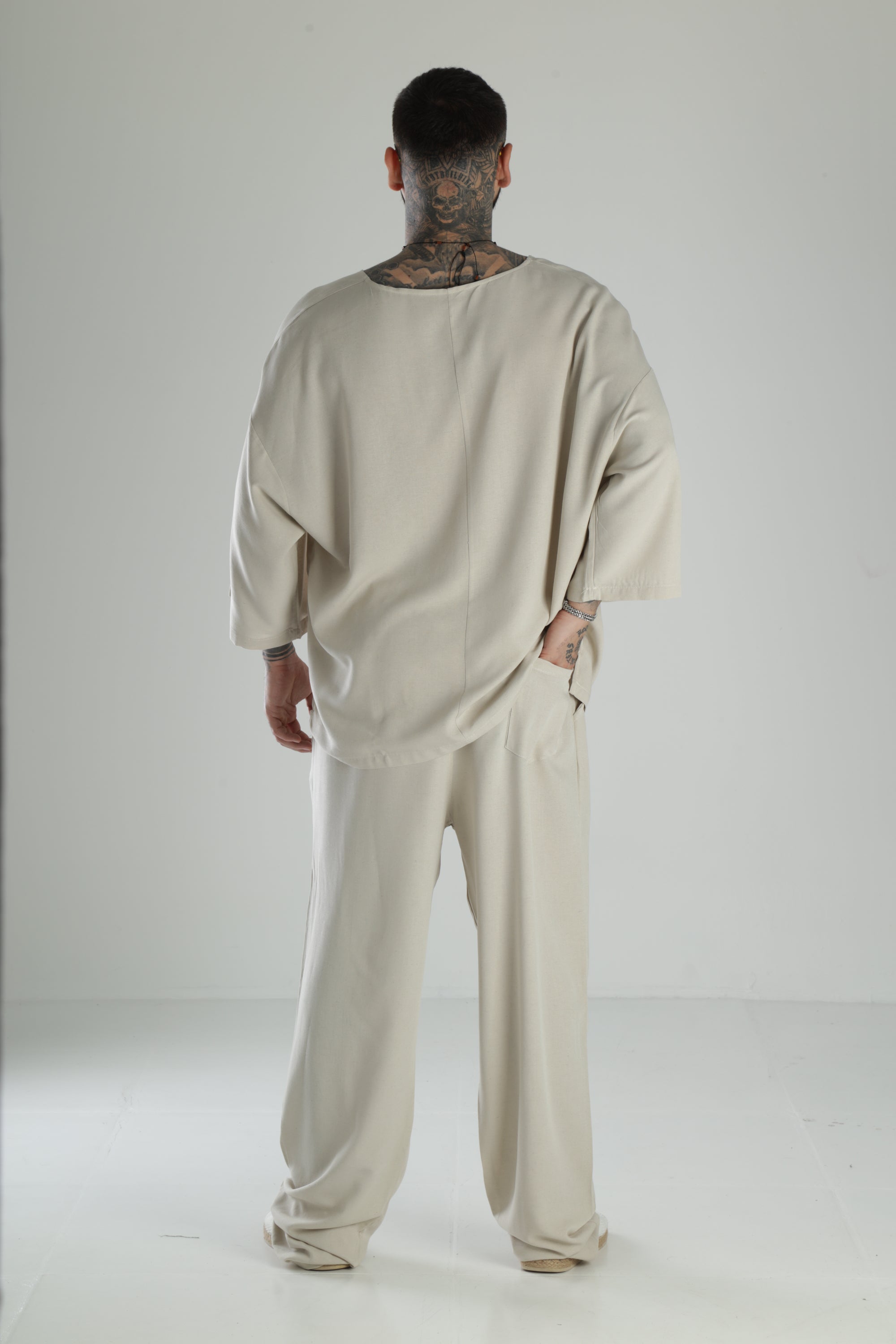Oversize Bej Keten Takım COC1470