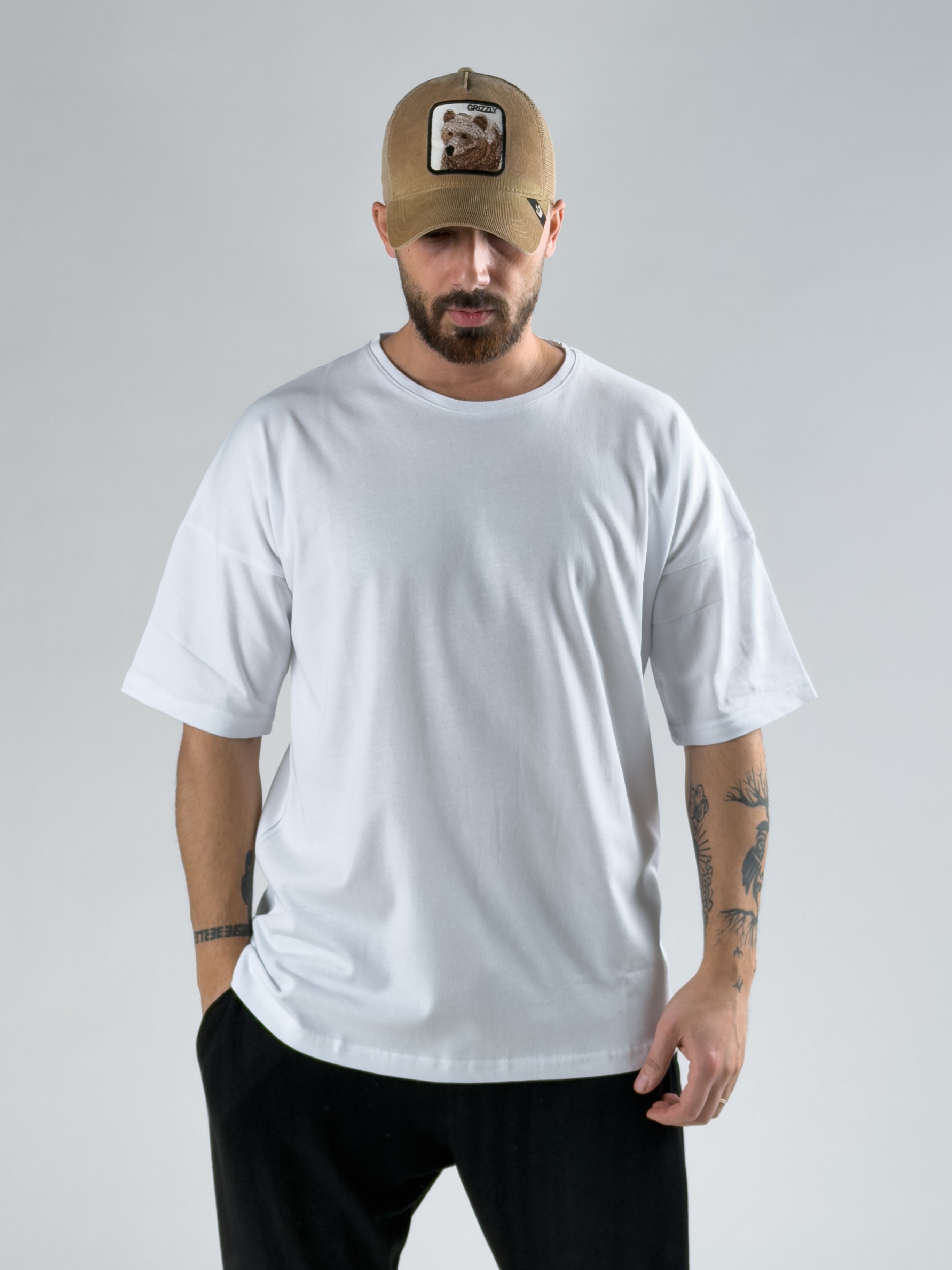 Oversize Beyaz Erkek T-Shirt COC3073