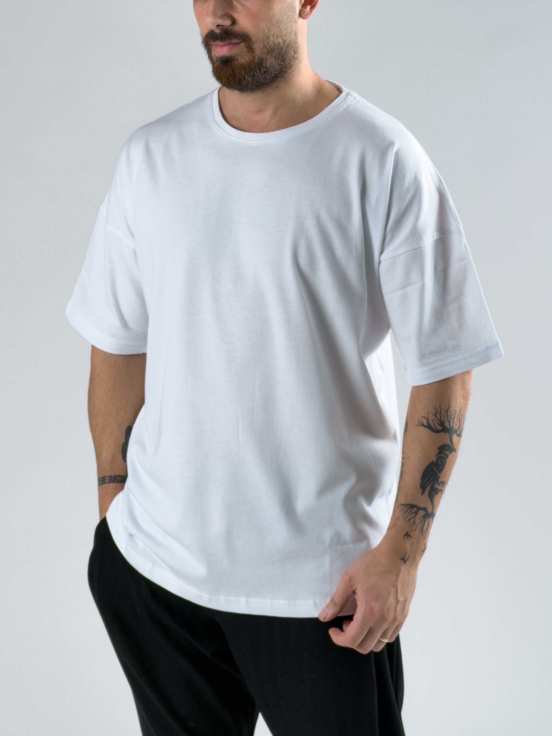Oversize Beyaz Erkek T-Shirt COC3073