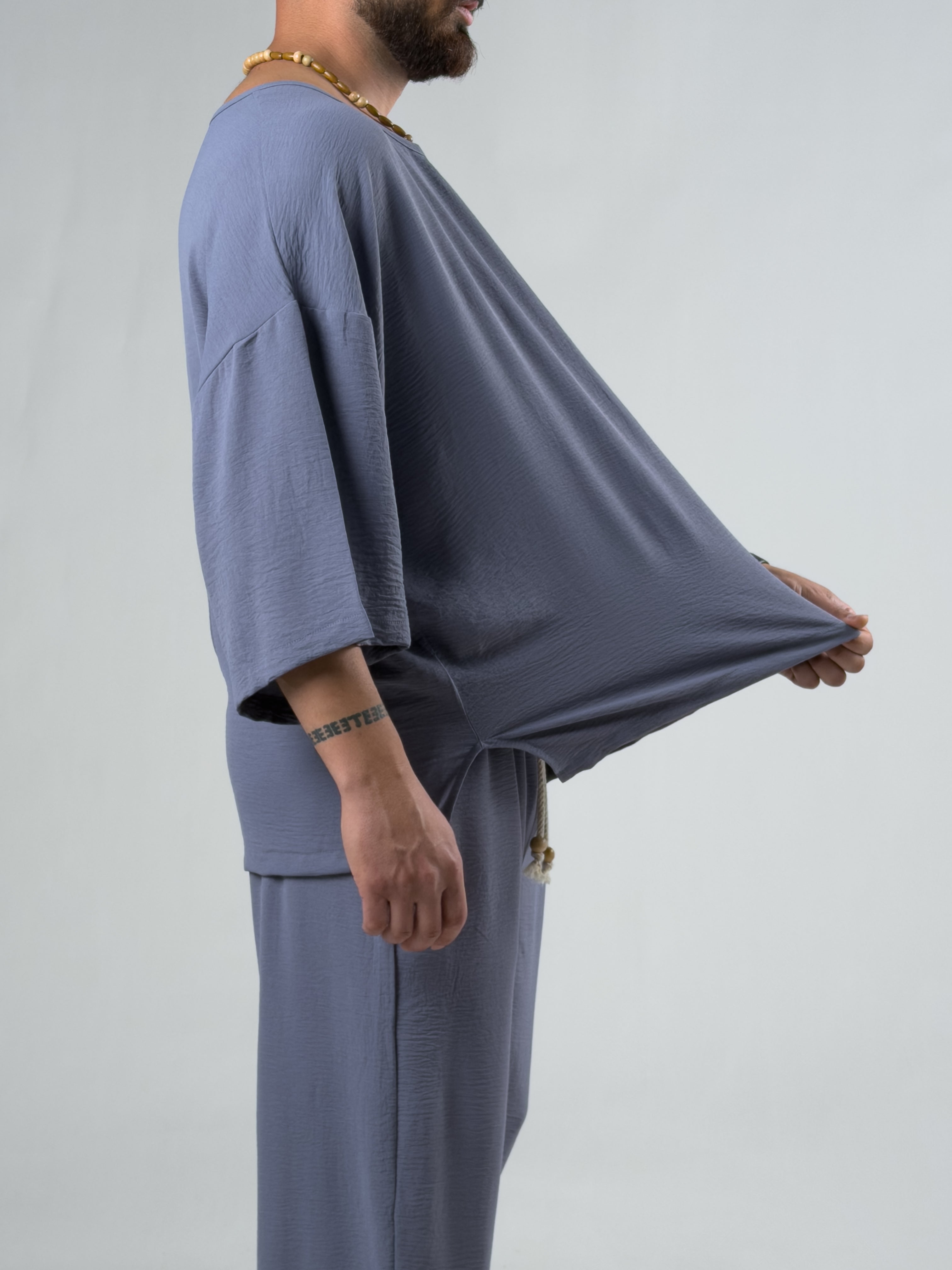 Oversize Gri Keten Takım COC3201
