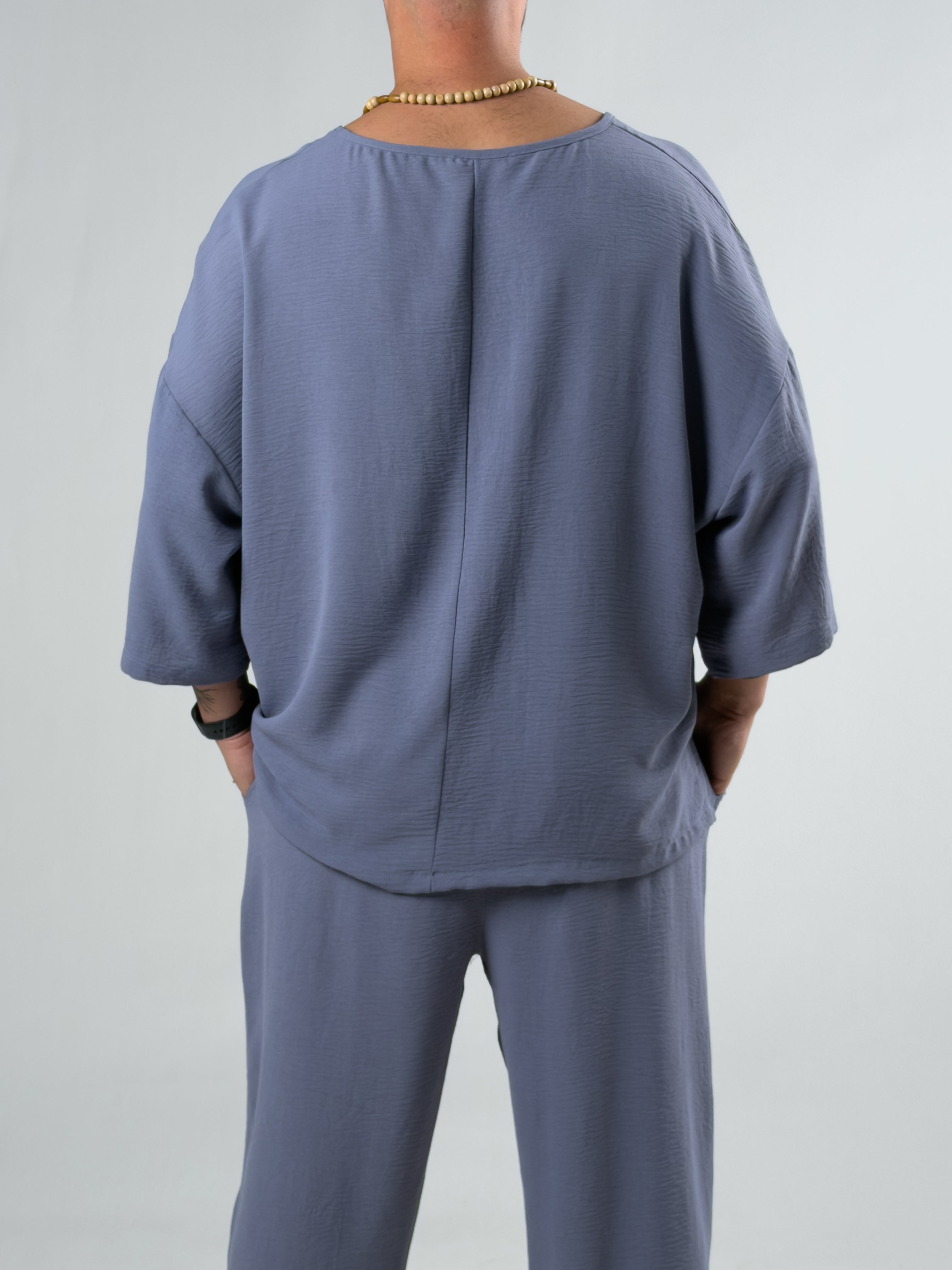 Oversize Gri Keten Takım COC3201
