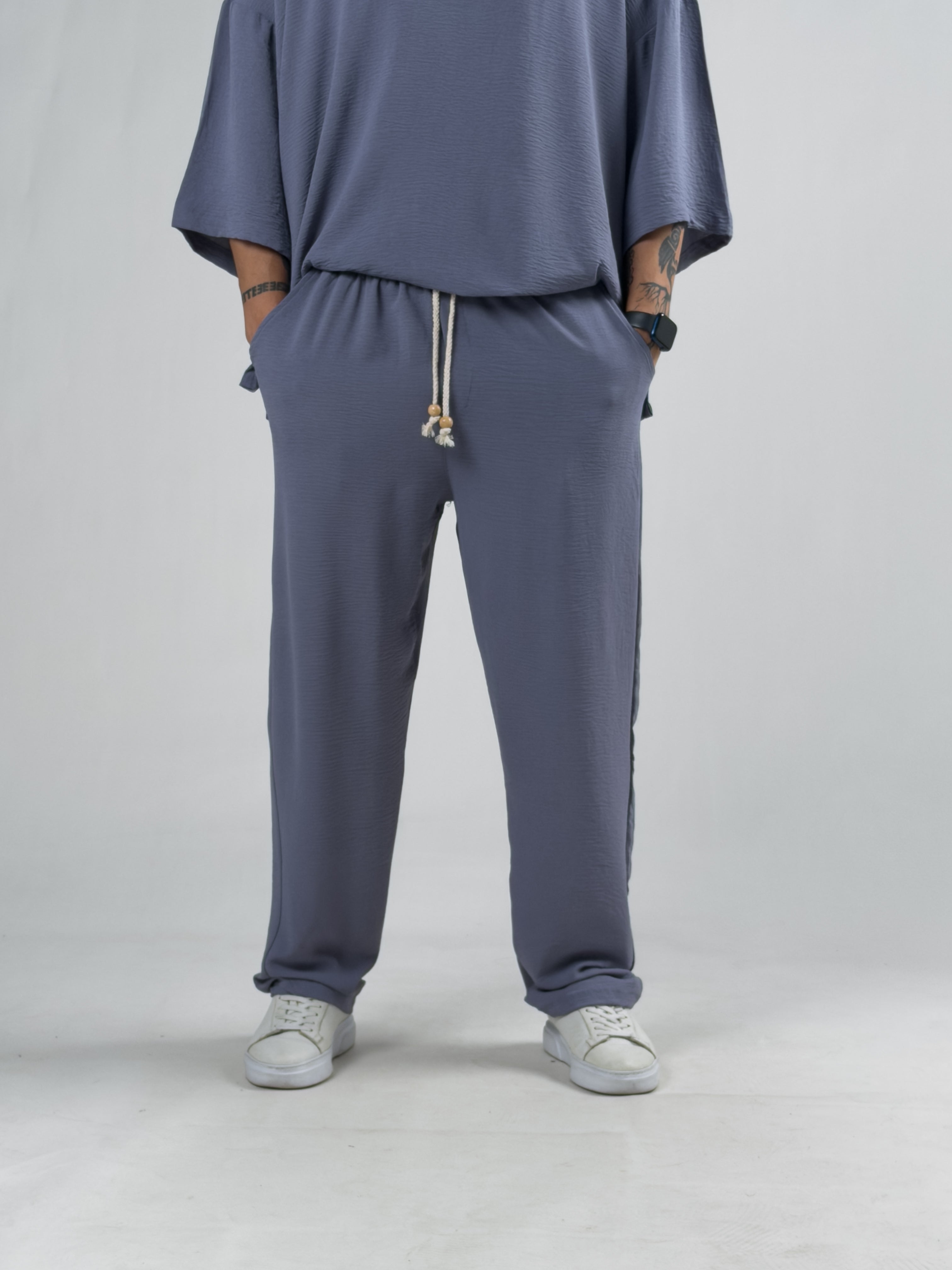 Oversize Gri Keten Takım COC3201