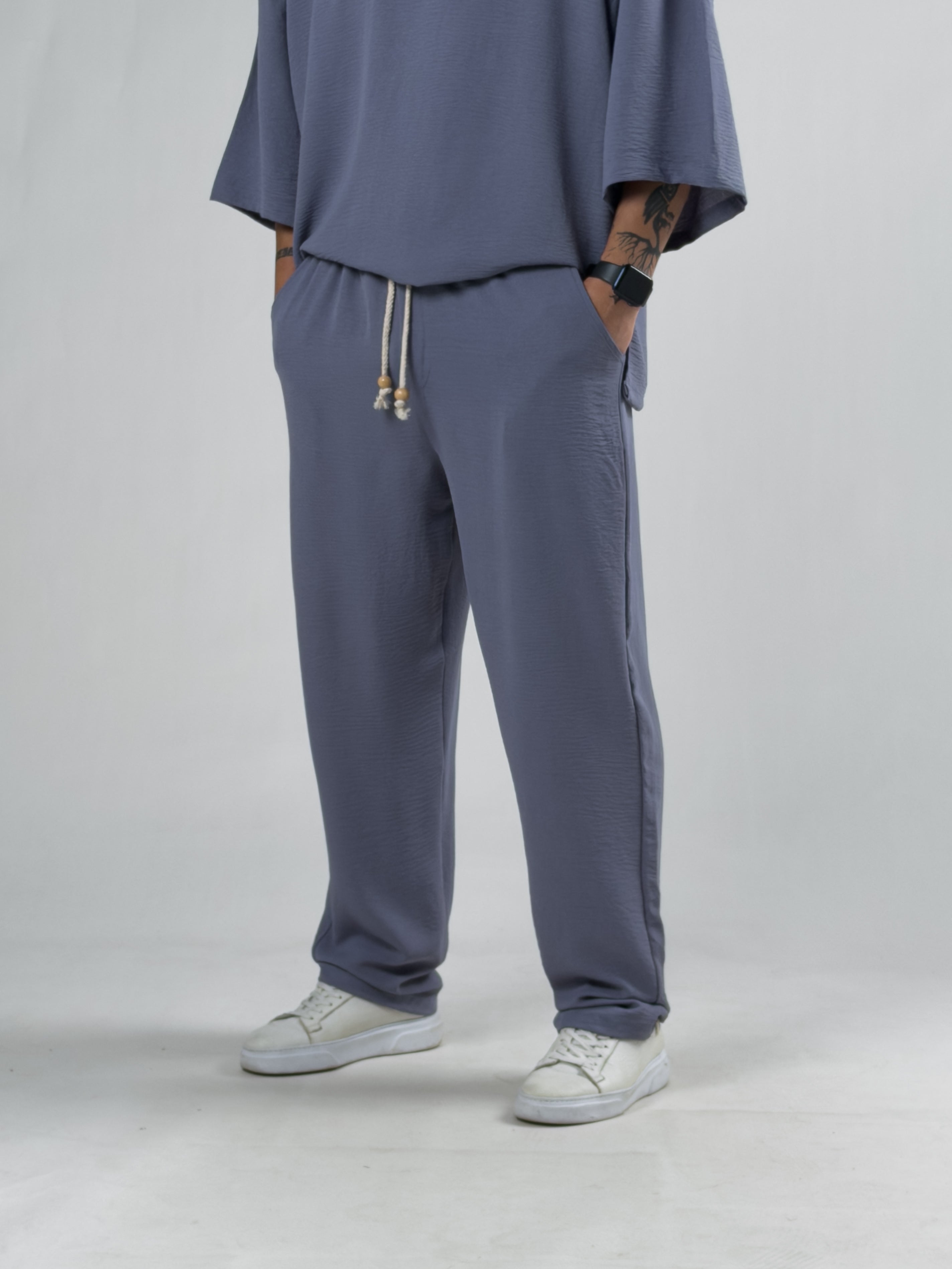 Oversize Gri Keten Takım COC3201