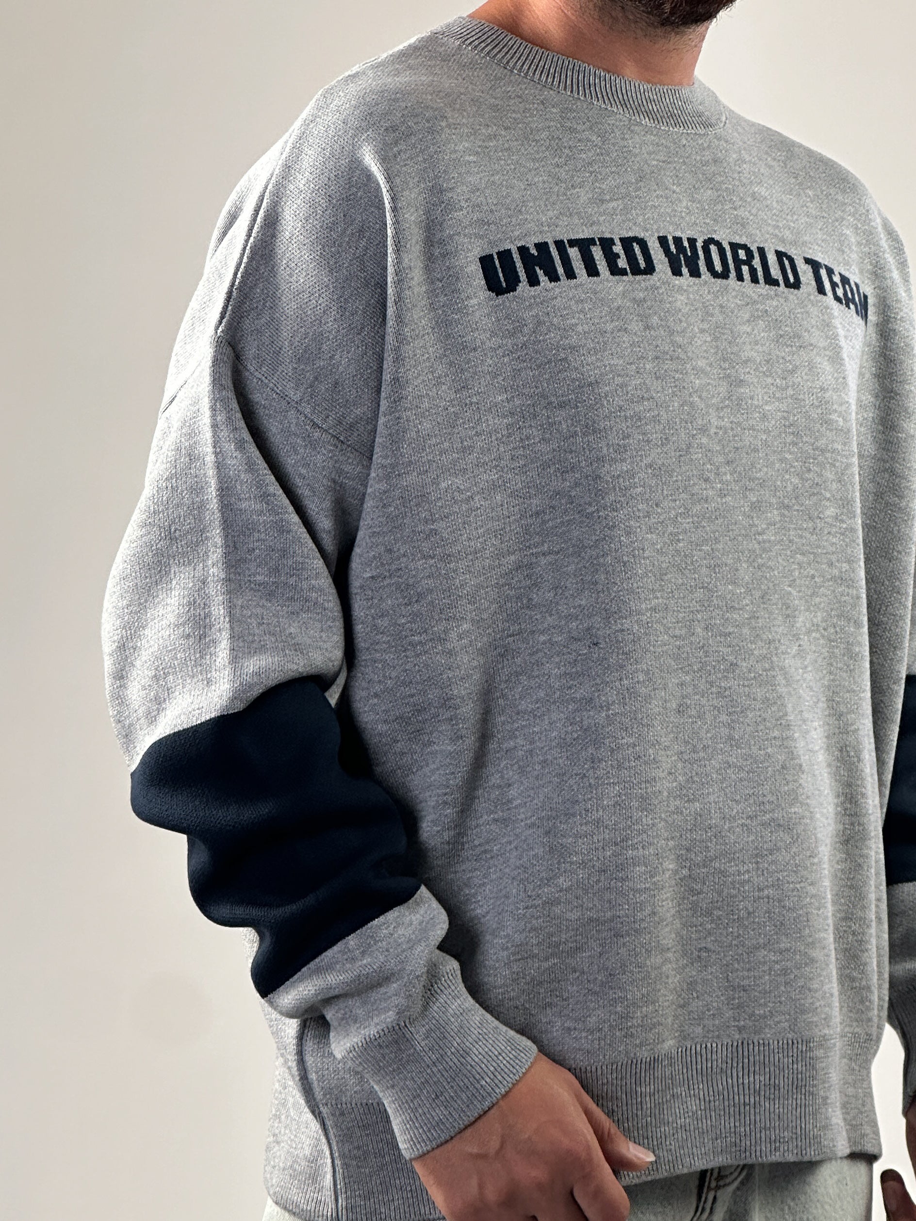 Oversize Gri New York Erkek Triko Sweat COC1042