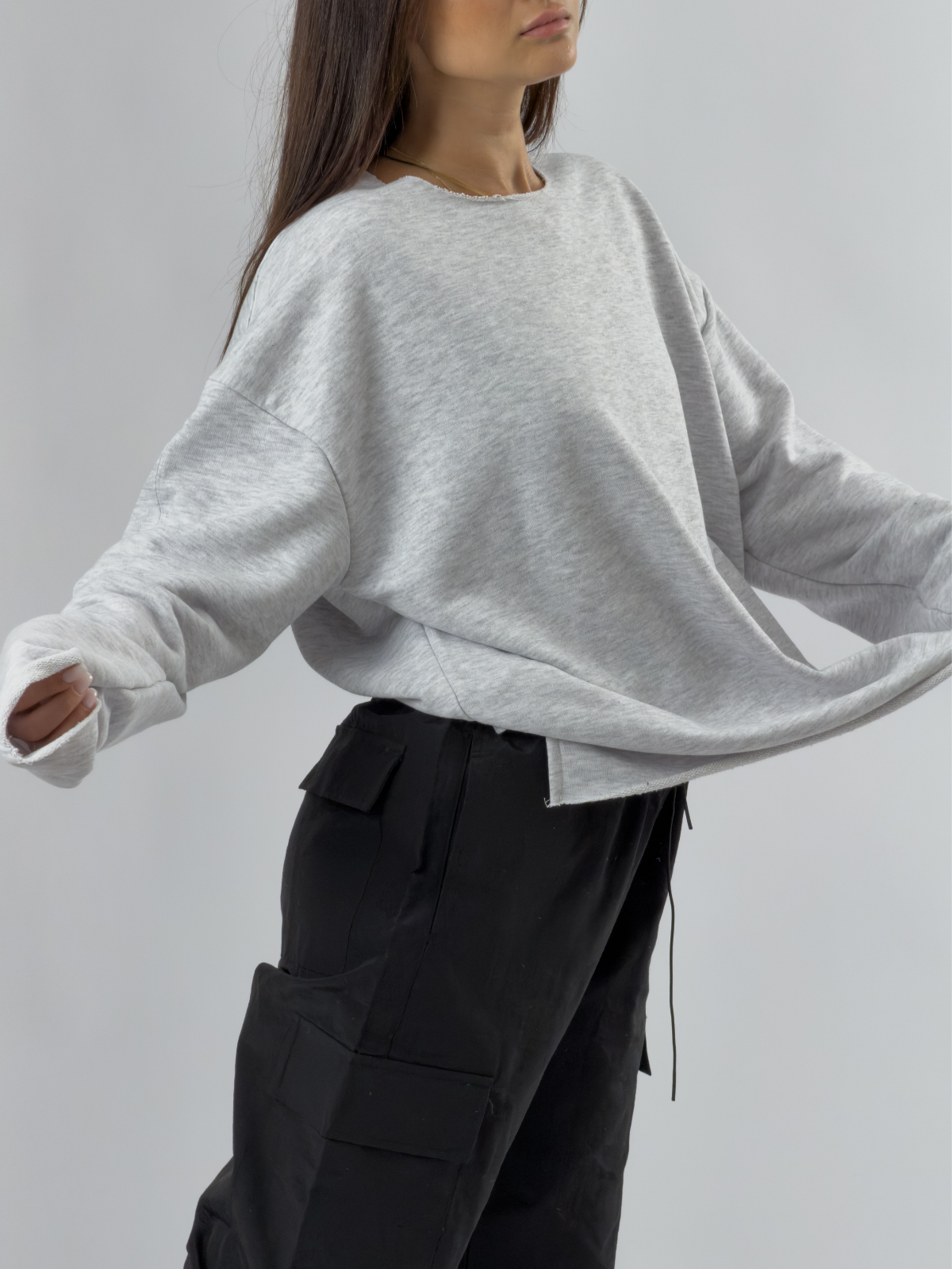 Oversize Gri Kadın Sweatshirt COC3434