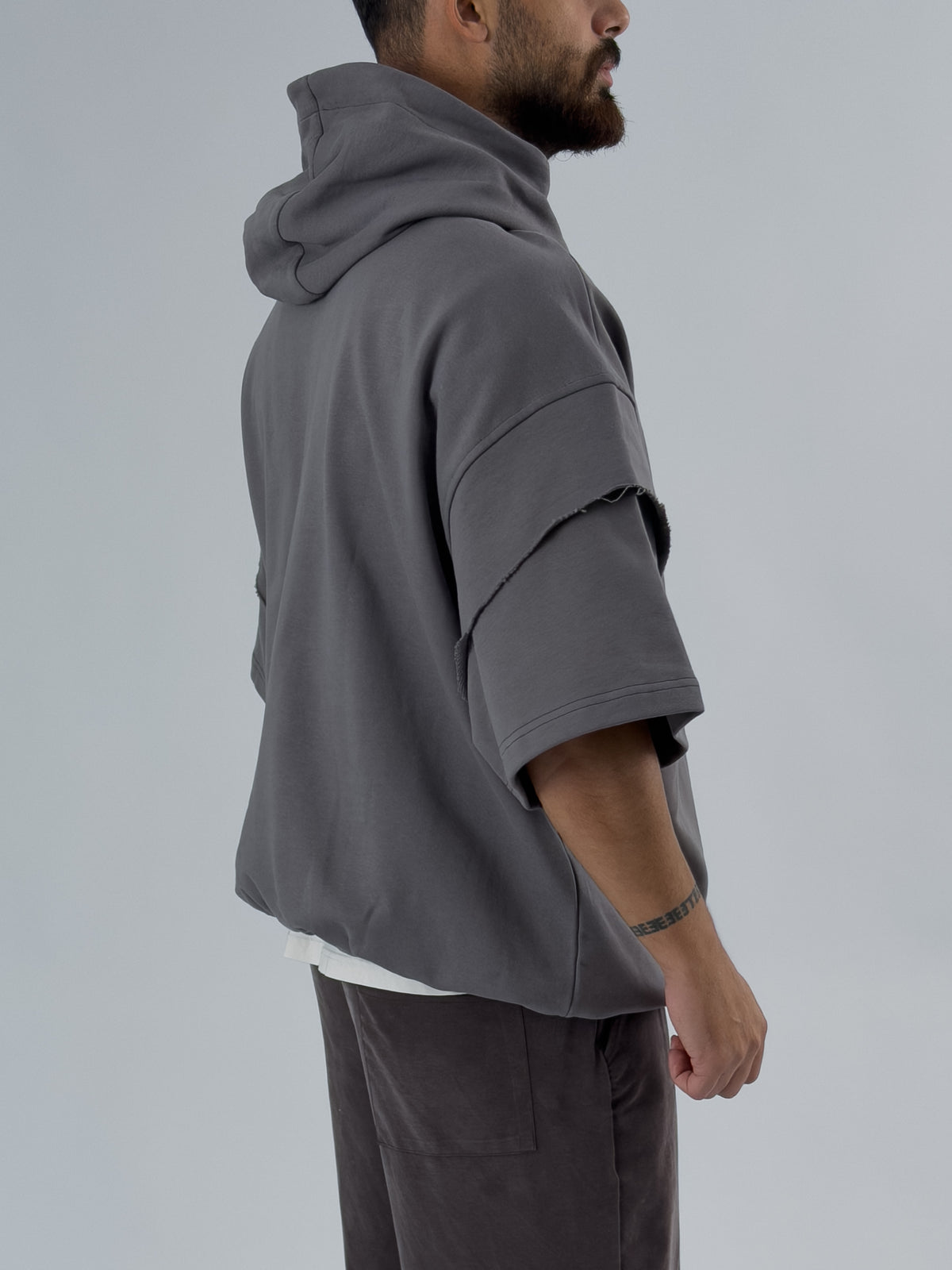 Oversize Kapüşonlu Antrasit Erkek Hoodie COC3477