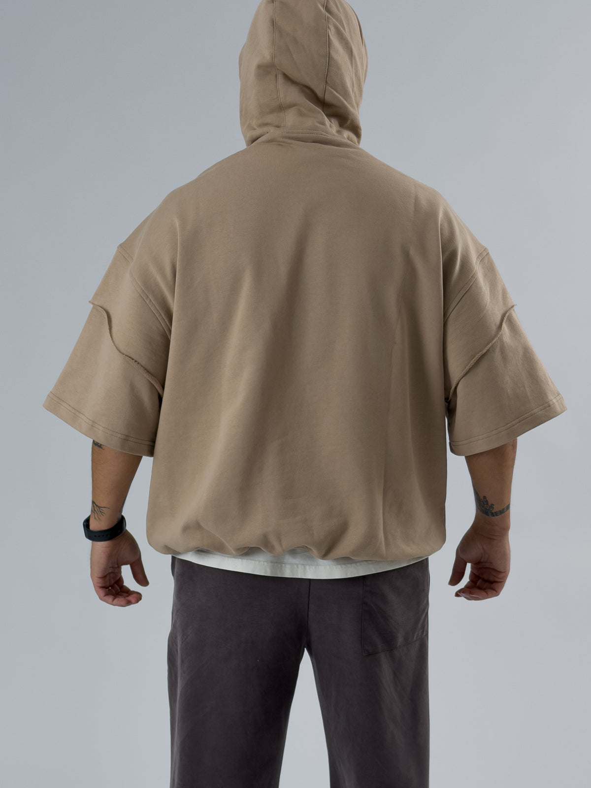Oversize Kapüşonlu Bej Erkek Hoodie COC3479