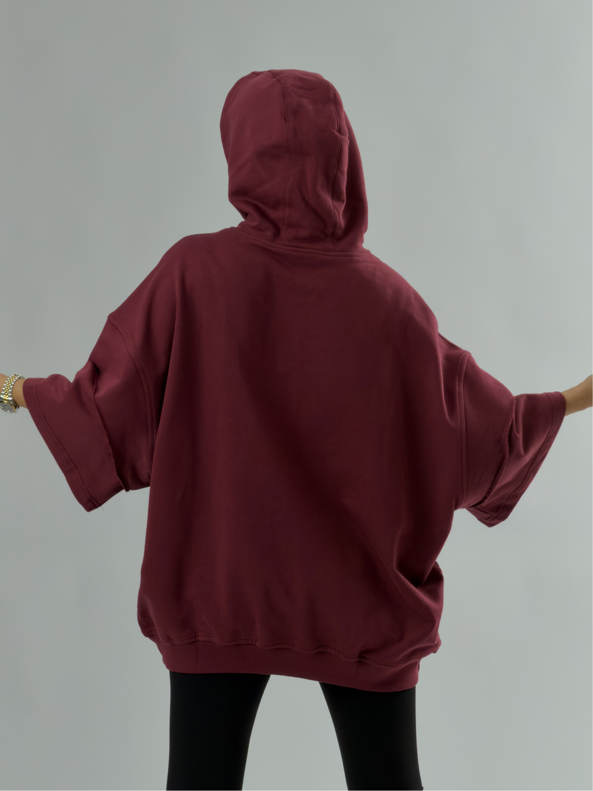 Oversize Kapüşonlu Bordo Kadın Hoodie COC3496
