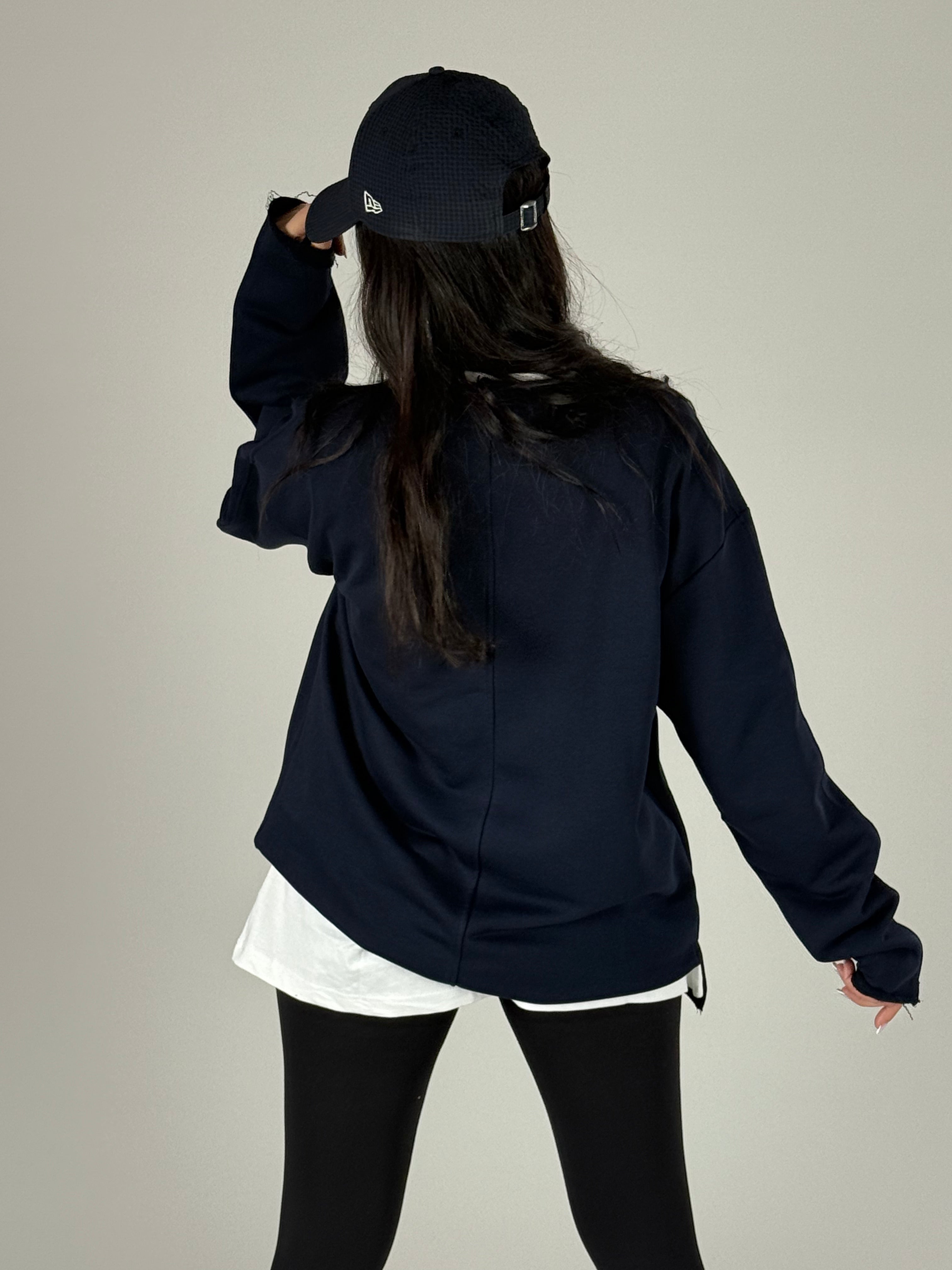 Oversize Lacivert Kadın Sweat COC1189