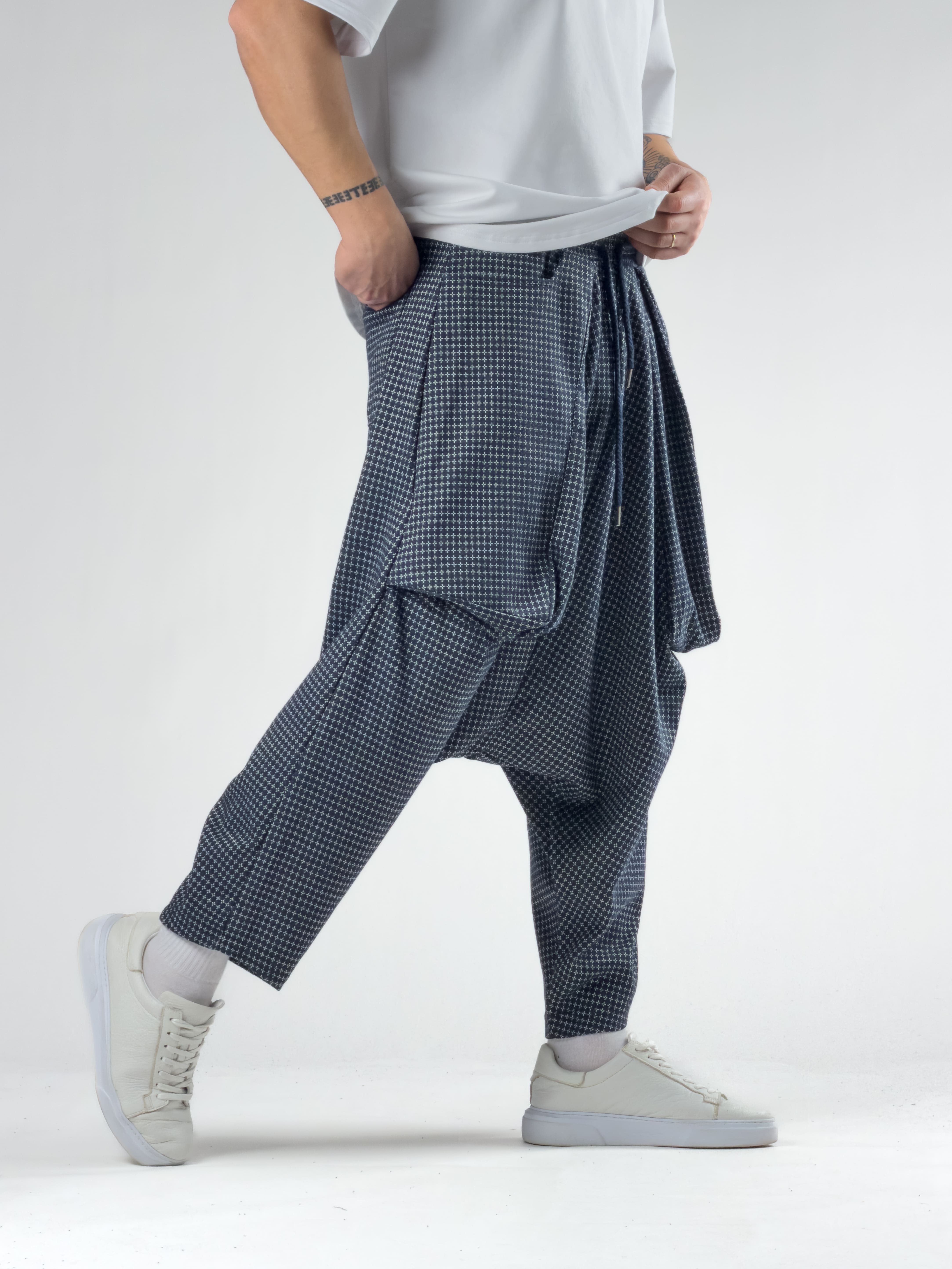 Oversize Mavi Erkek Avangard Şalvar COC2790