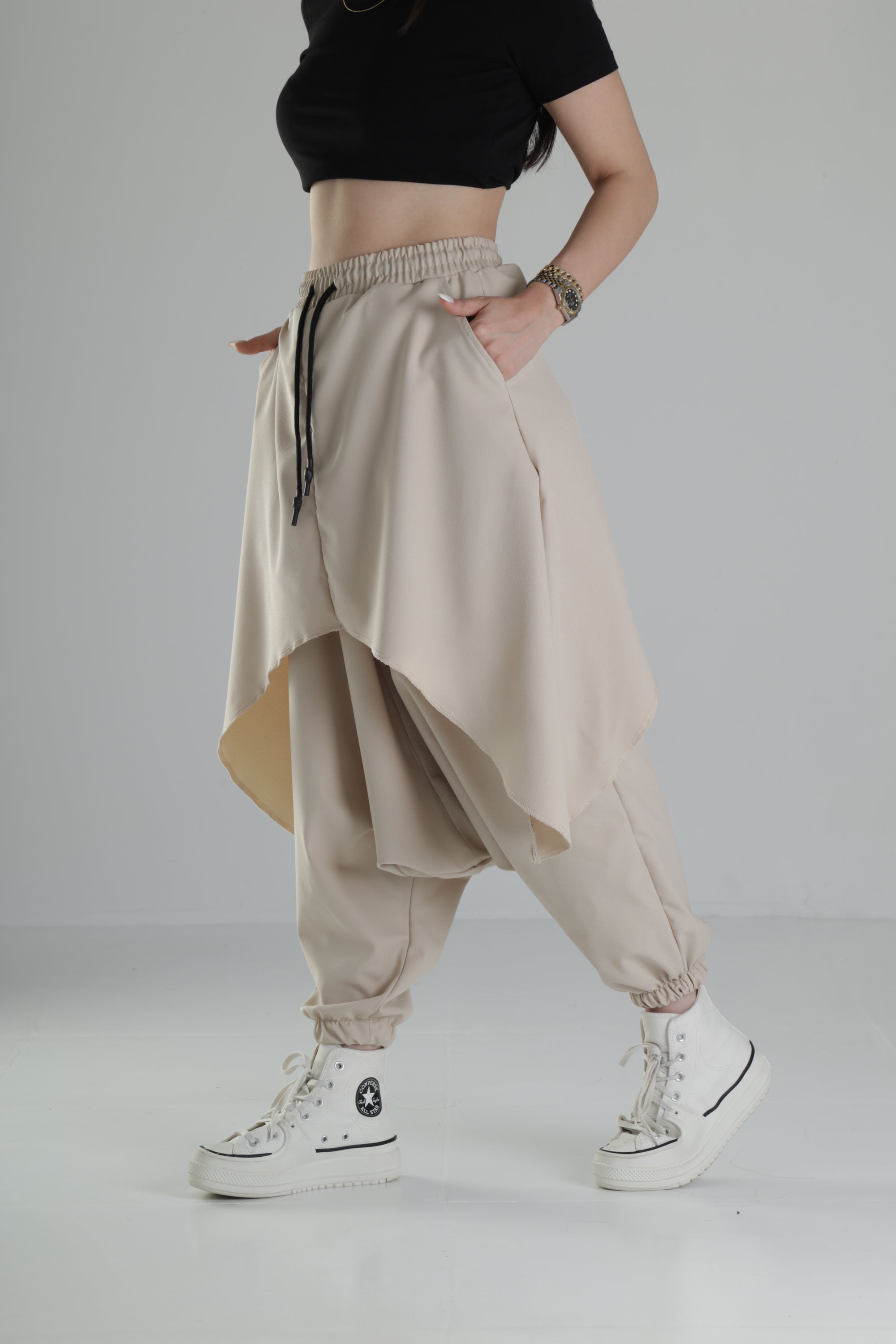 Oversize Şalvarlı Bej Jogger Pantolon COC1477