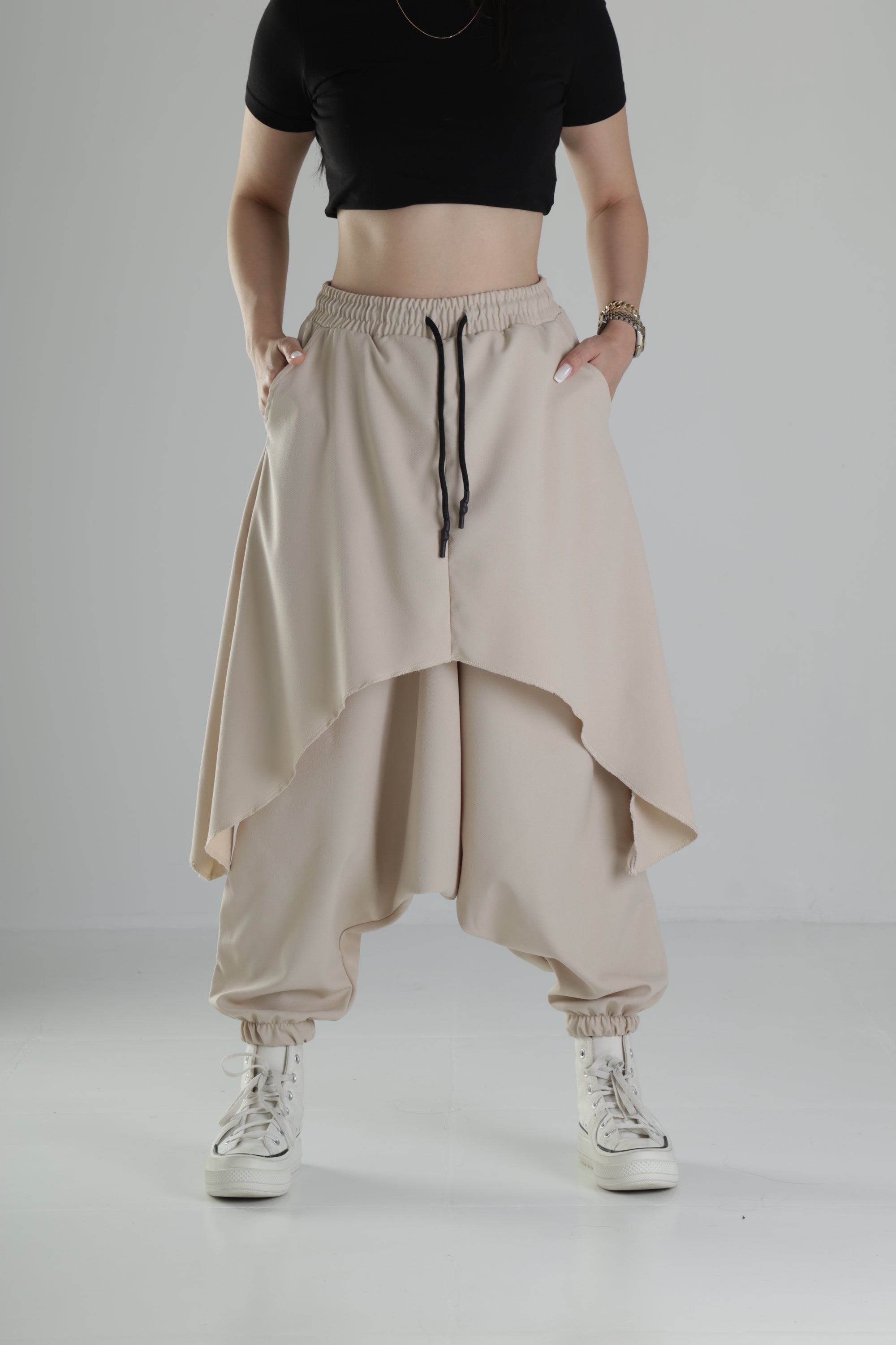 Oversize Şalvarlı Bej Jogger Pantolon COC1477