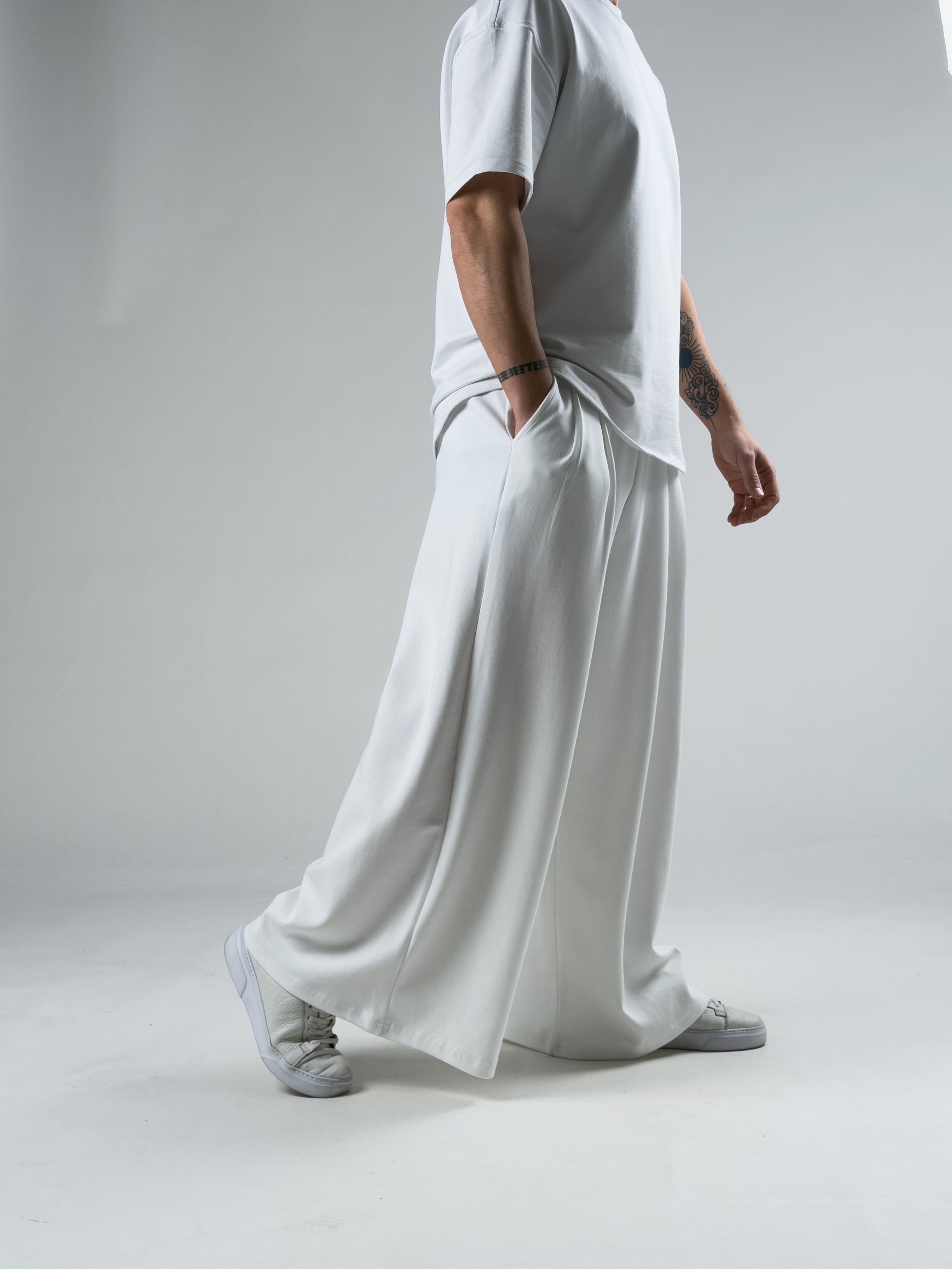 Oversize Samurai Beyaz Erkek Pantolon COC2905