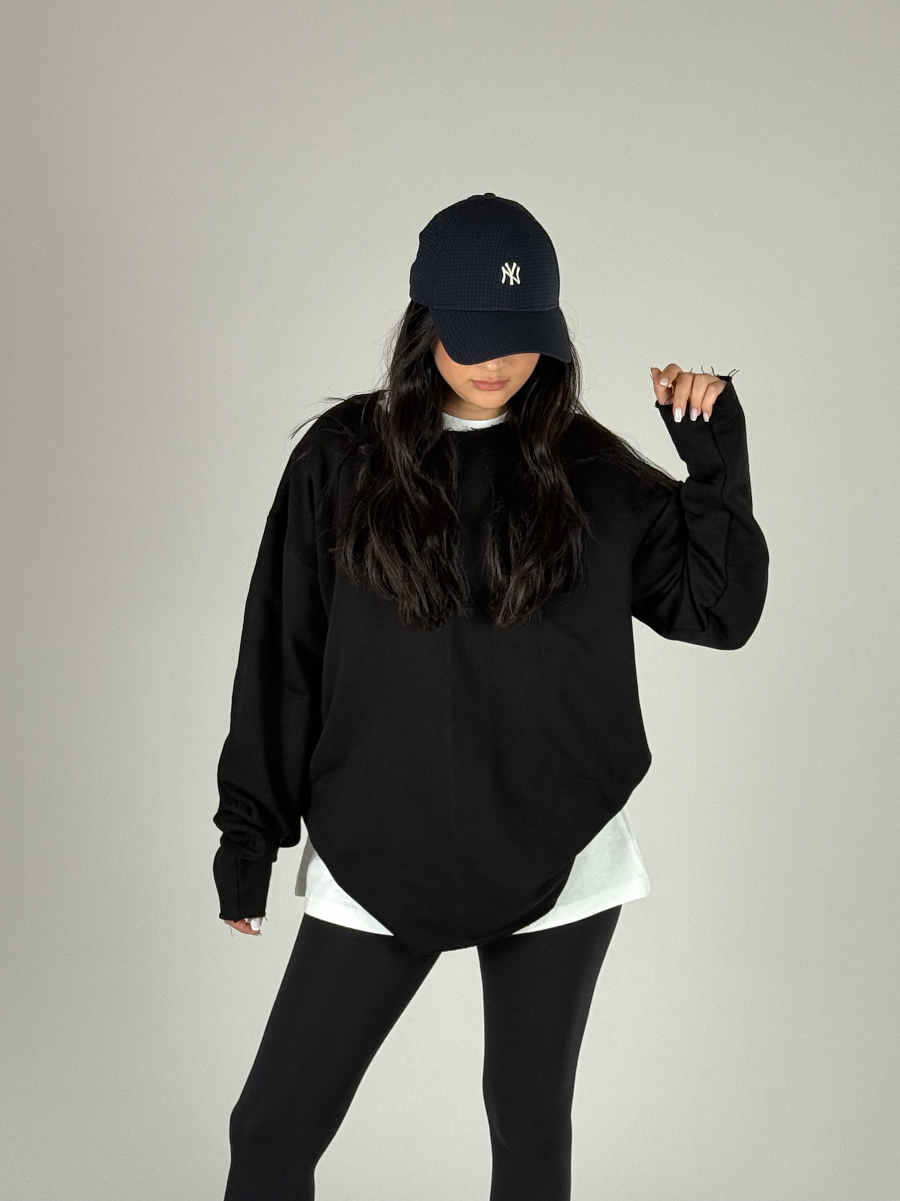 Oversize Siyah Kadın Sweat COC1190