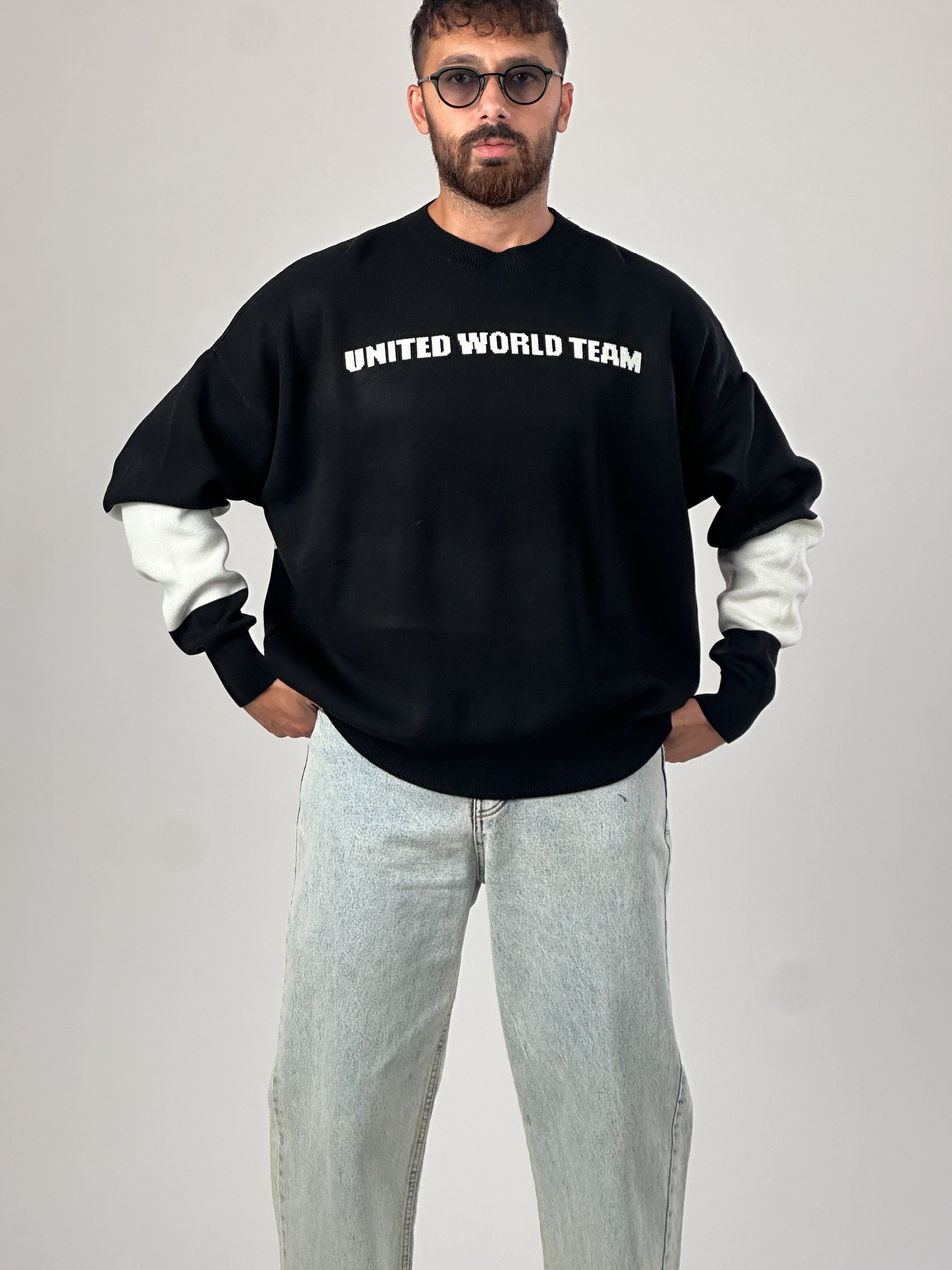 Oversize Siyah New York Erkek Triko Sweat COC1043