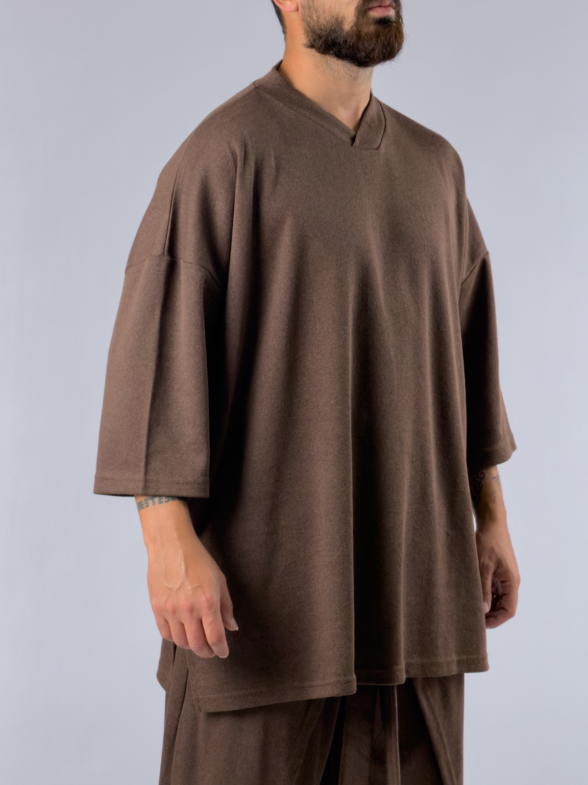 Oversize Tasarım Kahverengi Erkek Sweat COC3389