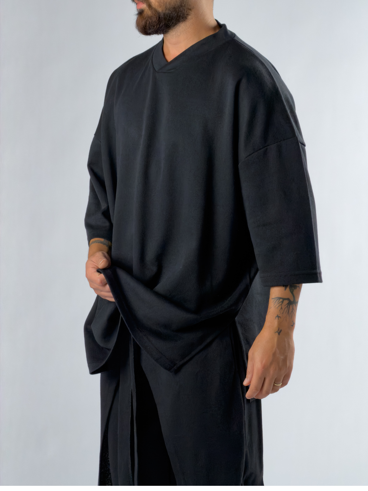 Oversize Tasarım Siyah Erkek Sweat COC3387