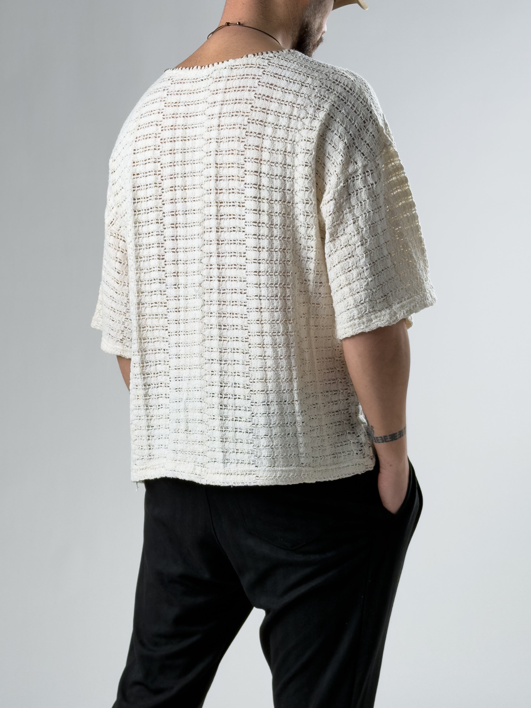 Oversize Triko Erkek Ekru Gömlek COC2874