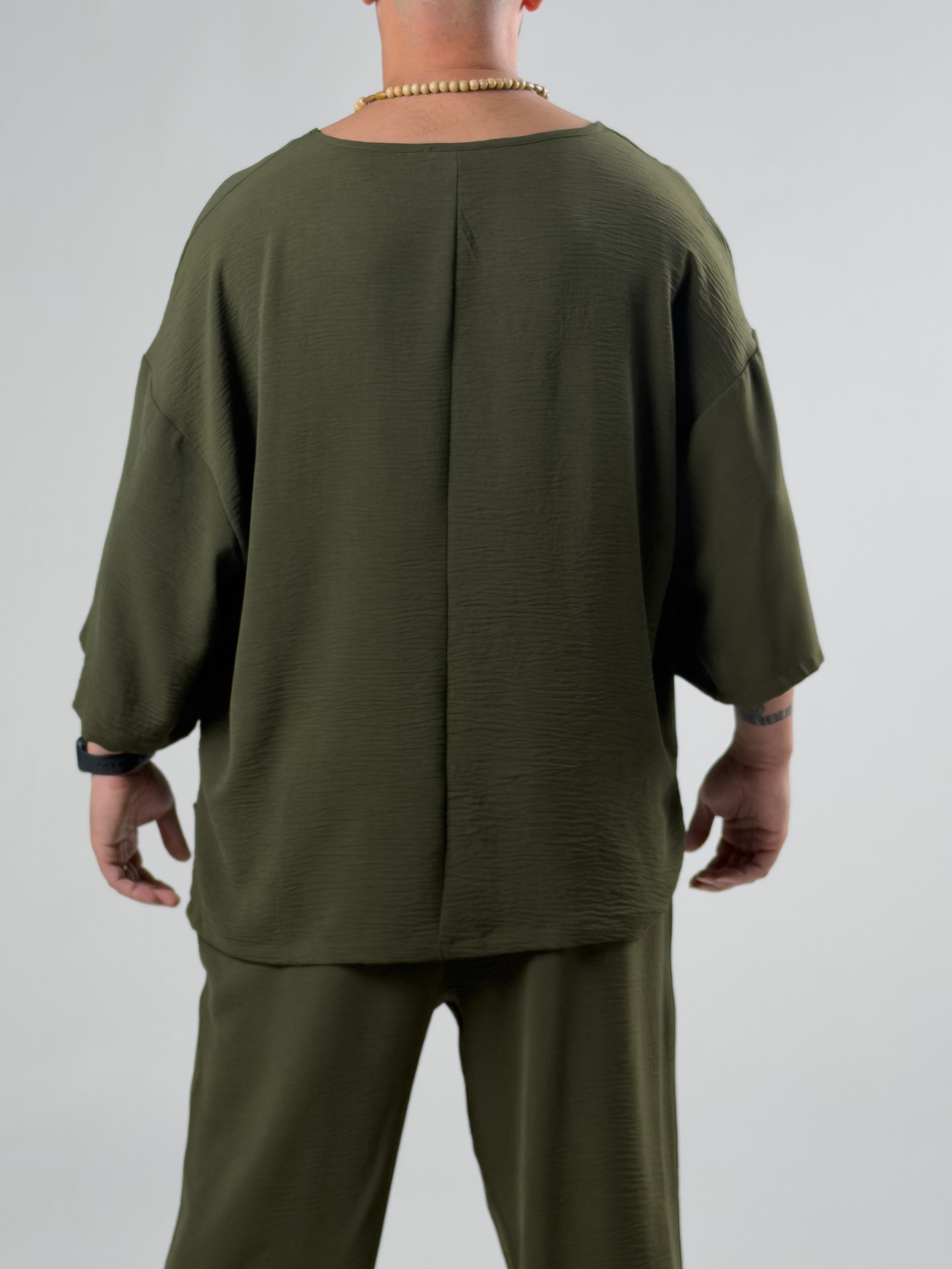 Oversize Yeşil Keten Takım COC3206