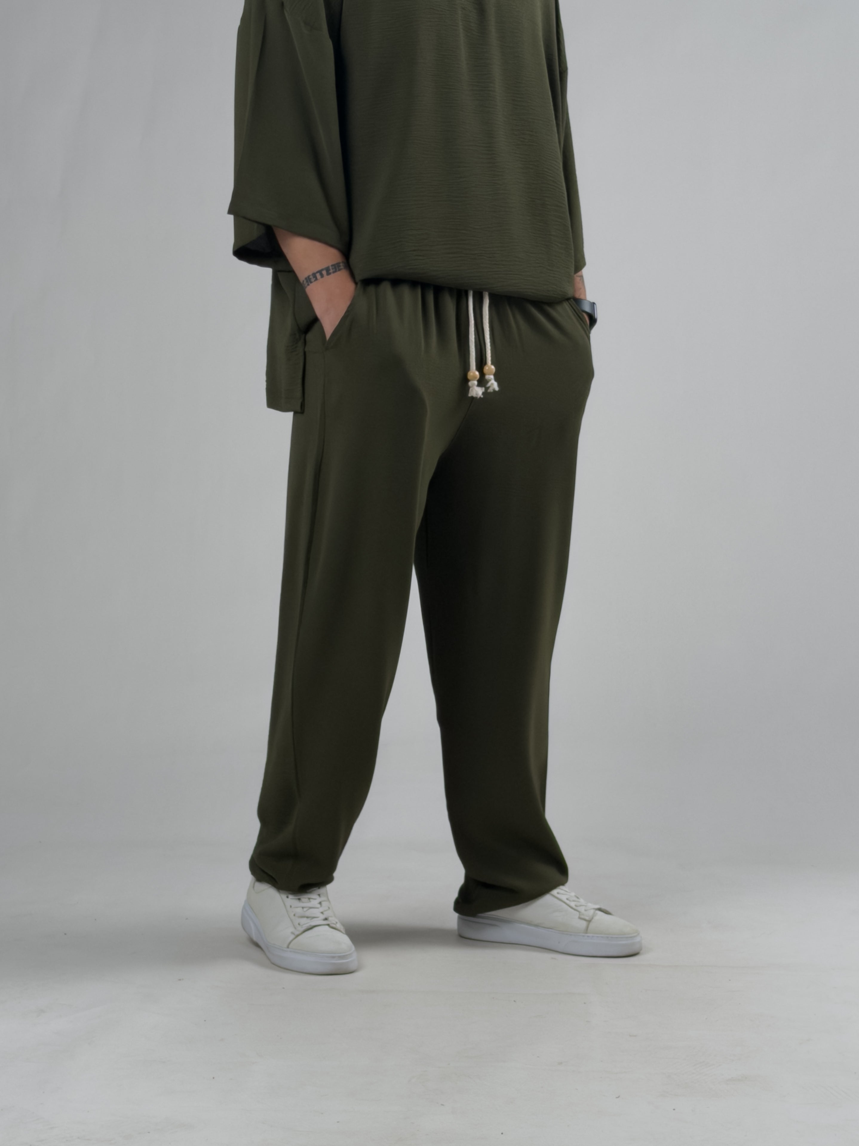 Oversize Yeşil Keten Takım COC3206