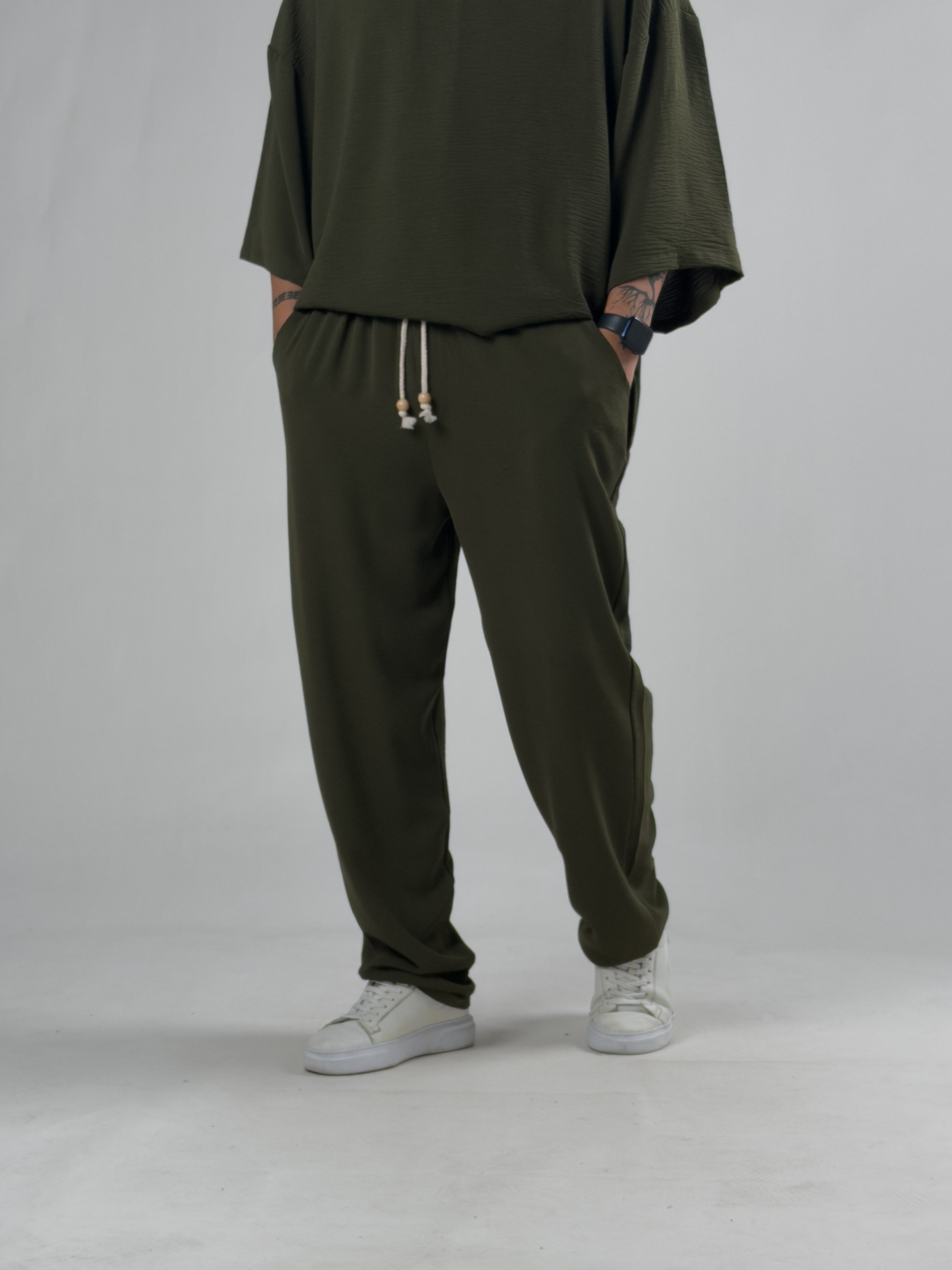 Oversize Yeşil Keten Takım COC3206
