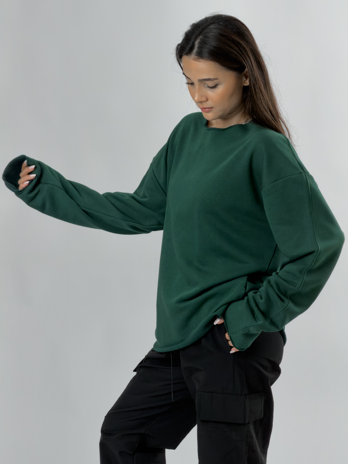 Oversize Yeşil Kadın Sweatshirt COC3436