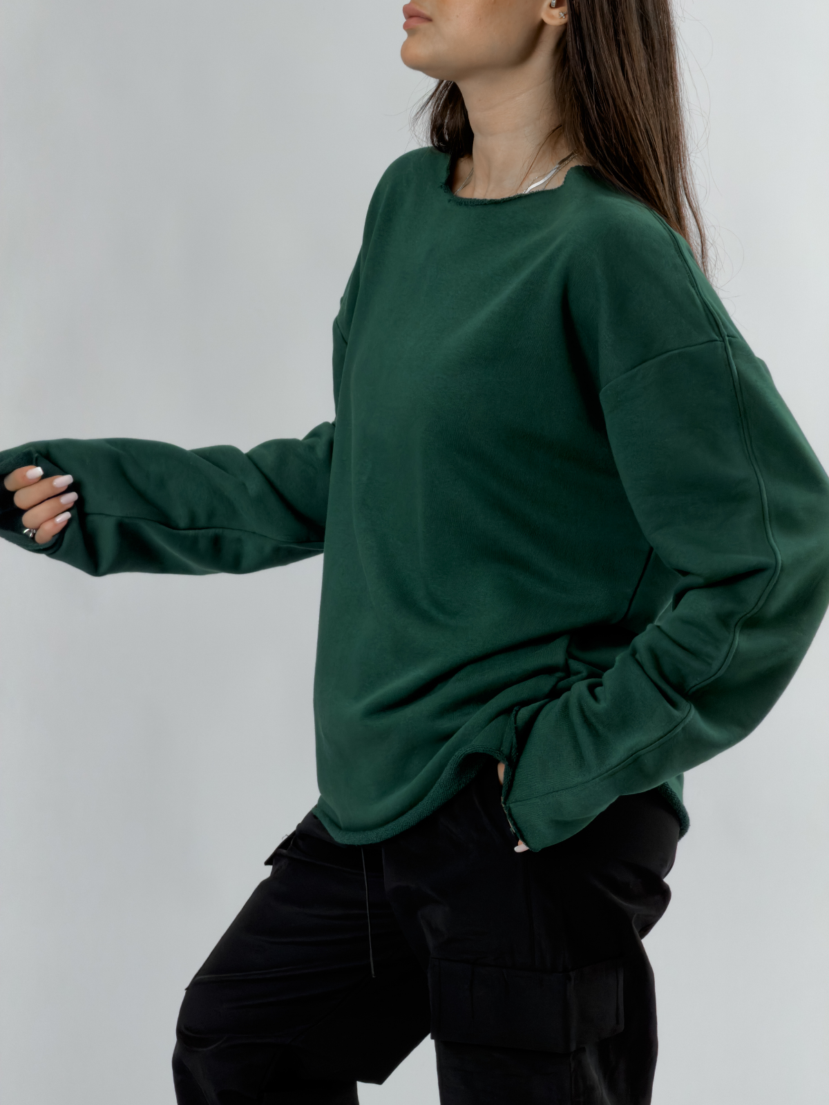 Oversize Yeşil Kadın Sweatshirt COC3436