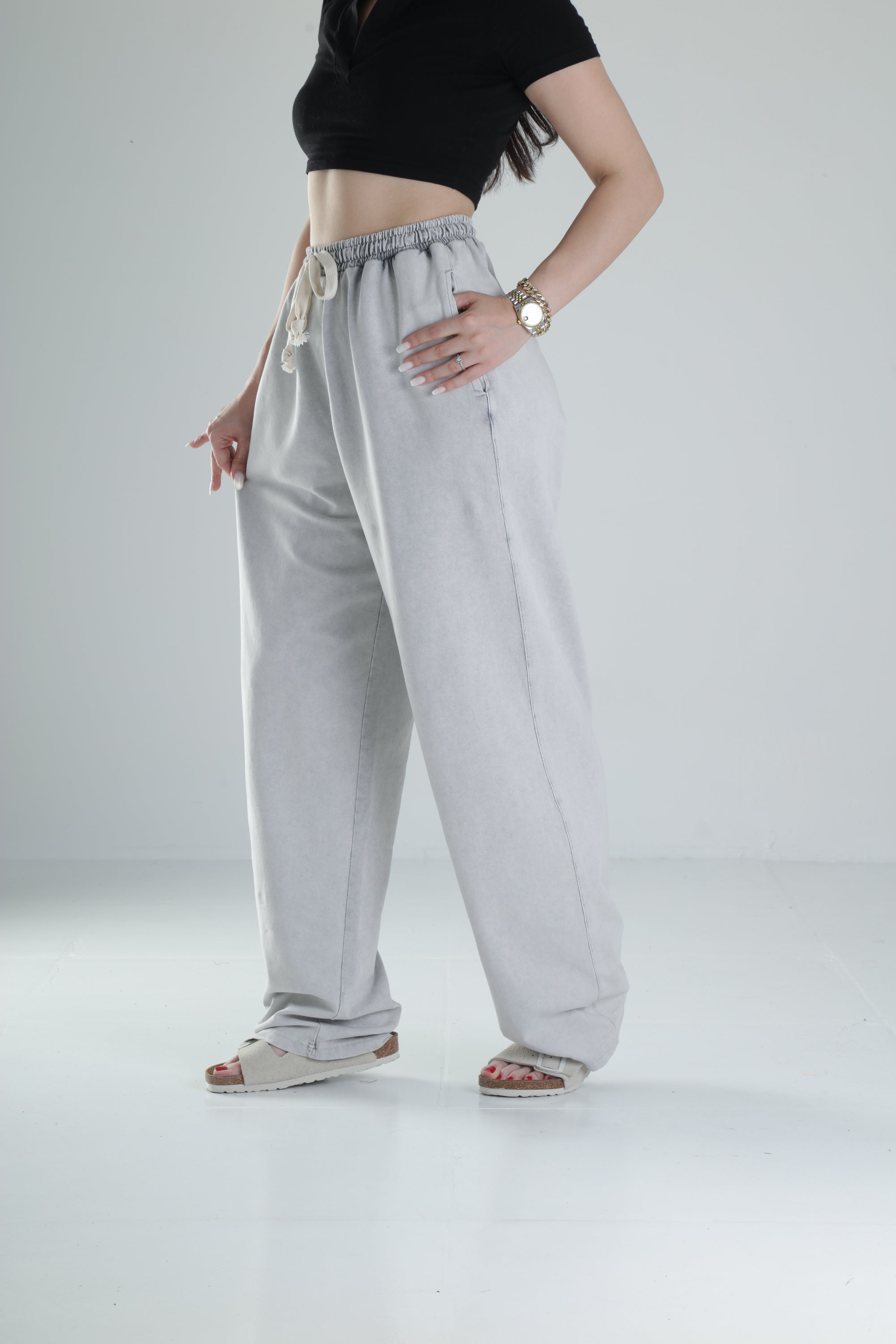 Oversize Yıkamalı Gri Eşofman COC1316