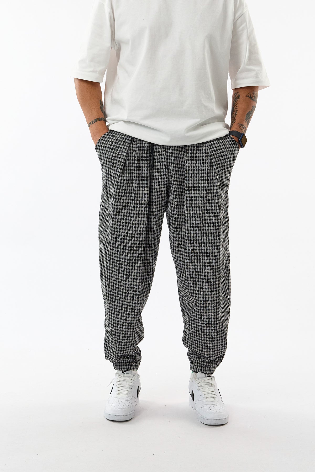 Oxford Ekose Gri Şalvar Erkek Pantolon COC3721