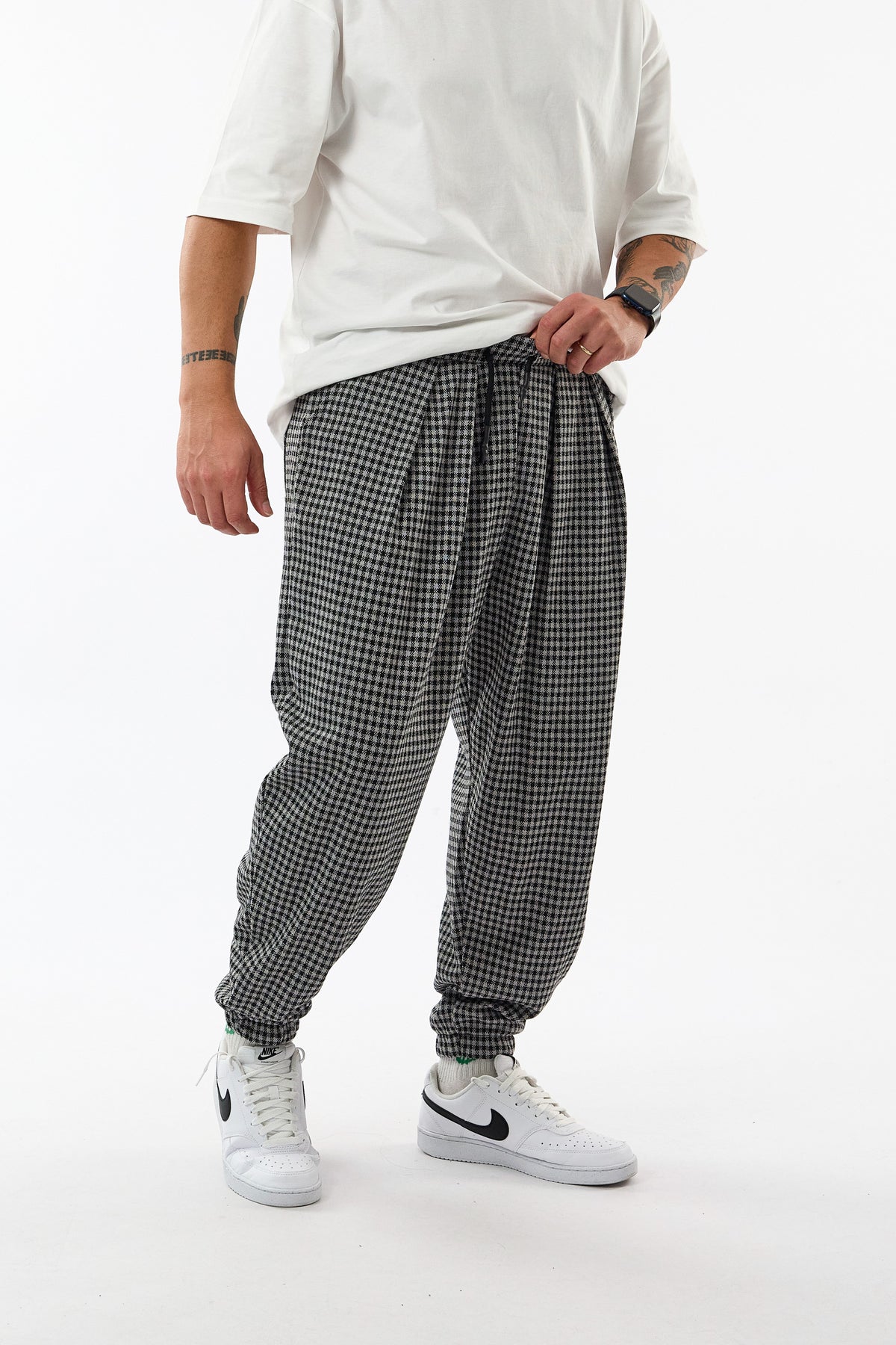 Oxford Ekose Gri Şalvar Erkek Pantolon COC3721