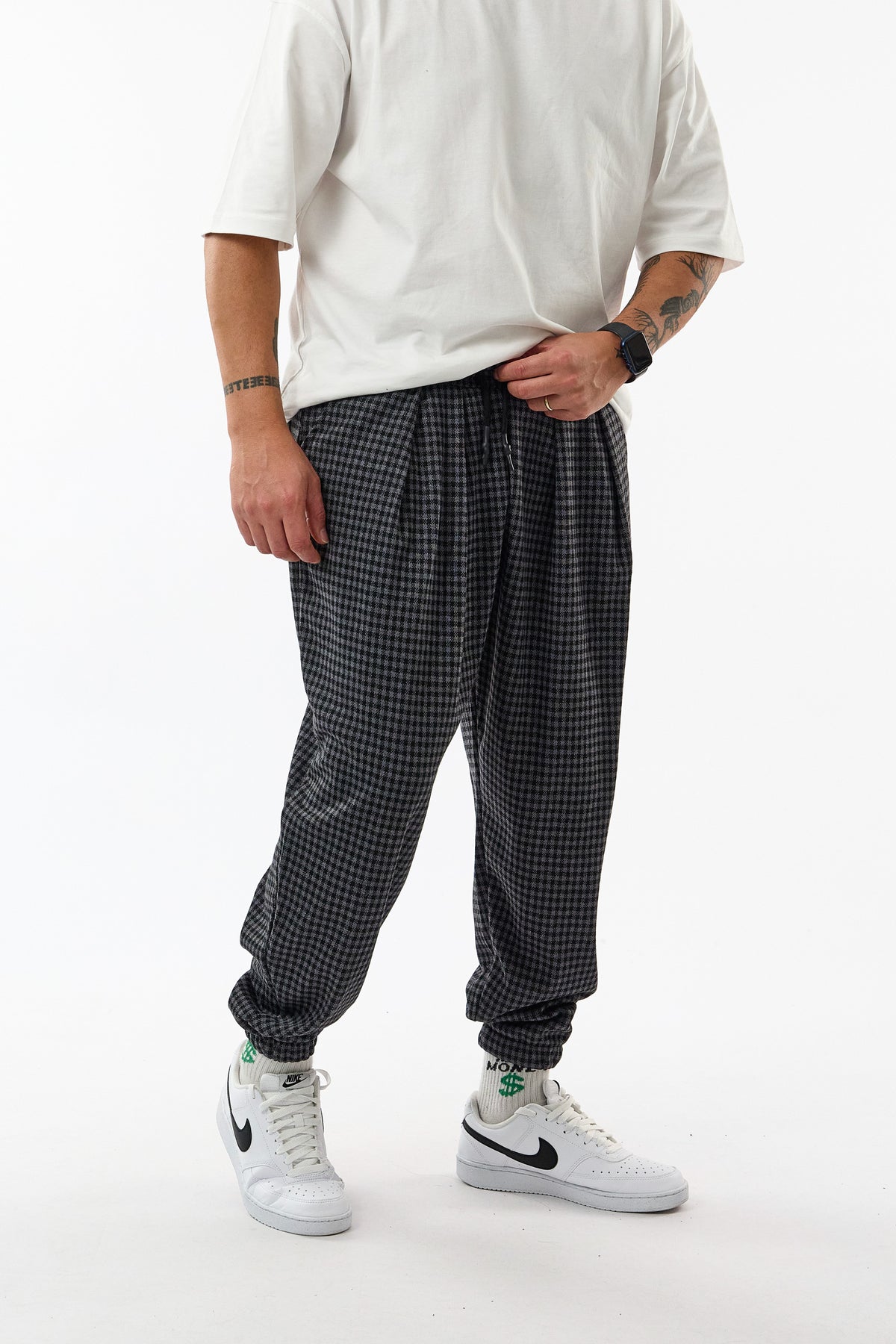 Oxford Ekose Siyah Şalvar Erkek Pantolon COC3715