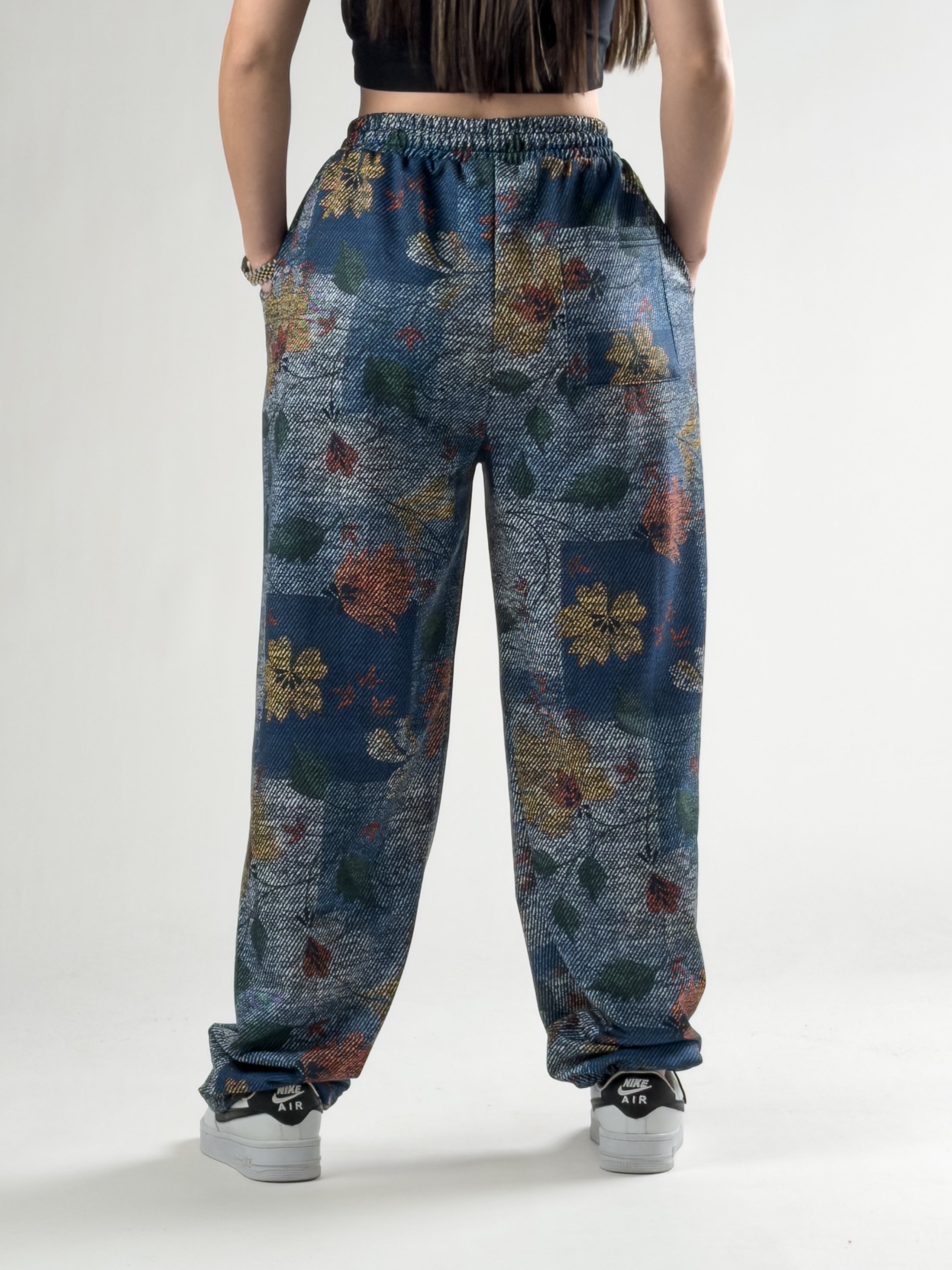 Paça Ayarlamalı Çiçek Desenli Jogger Pantolon COC2804