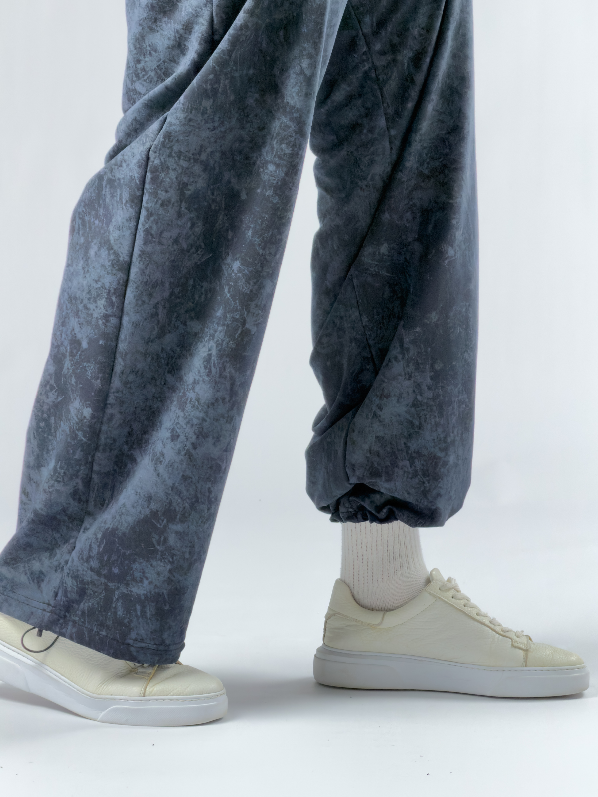 Paça Ayarlamalı Desenli Lacivert Erkek Baggy Pantolon COC3353