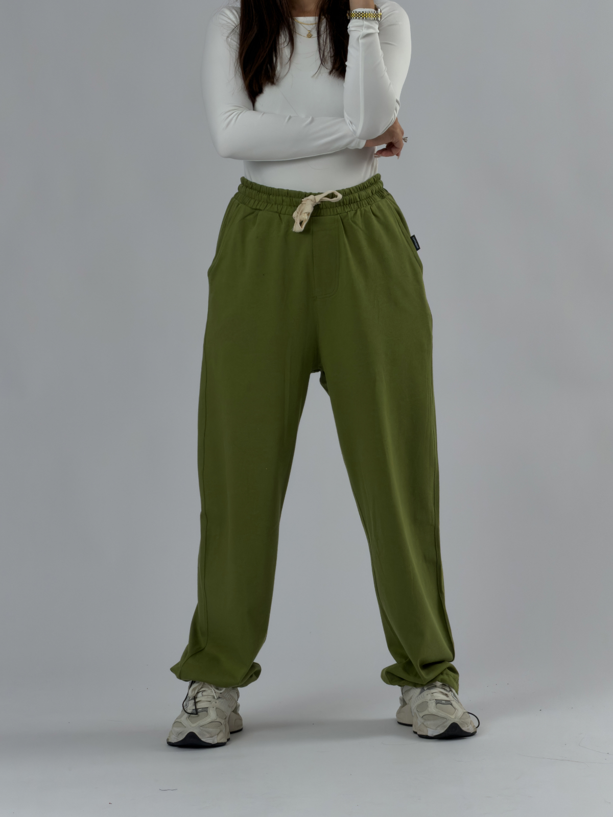 Paça Ayarlamalı Regular Haki Kadın Jogger Pantolon COC3486